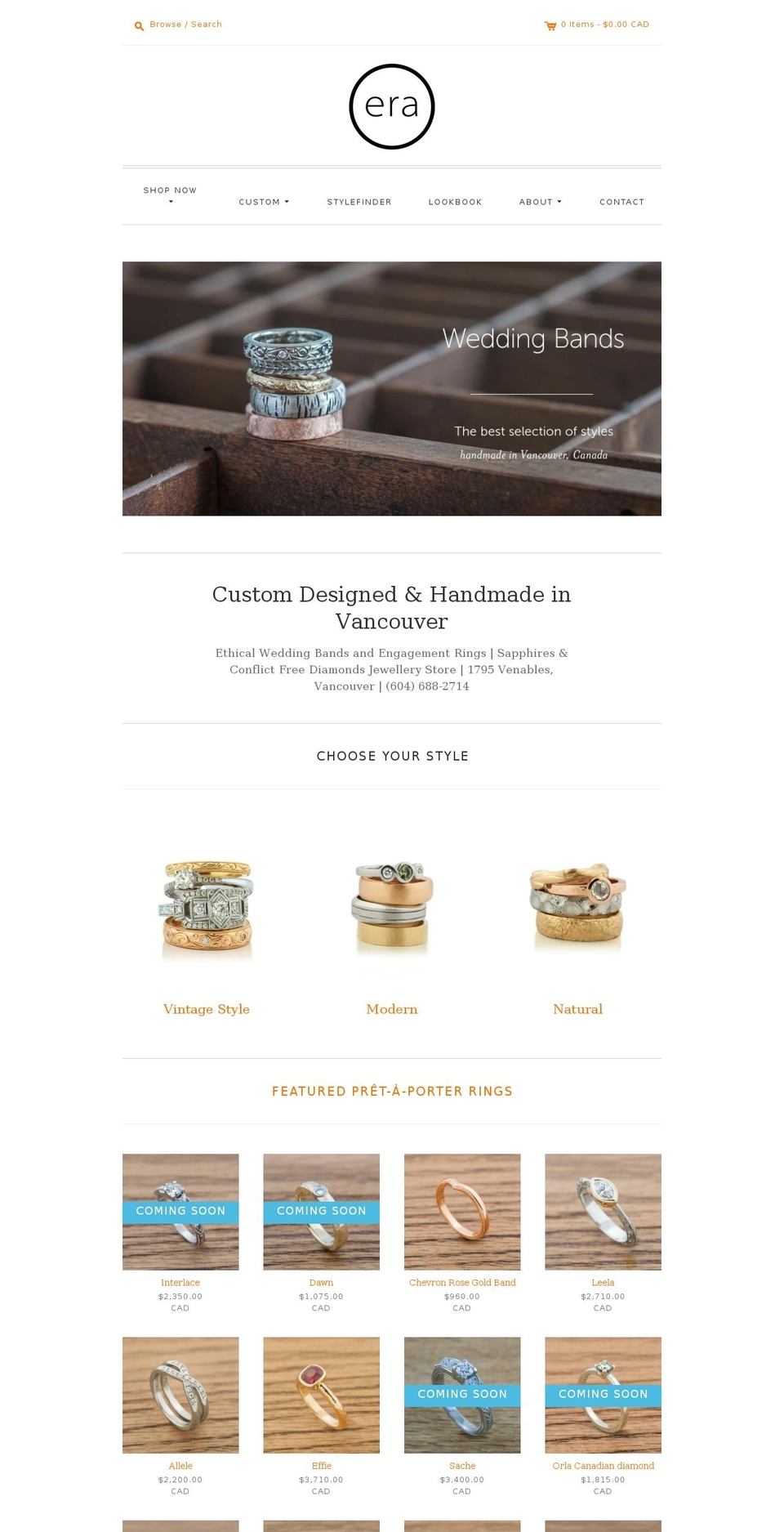 eradesign.ca shopify website screenshot