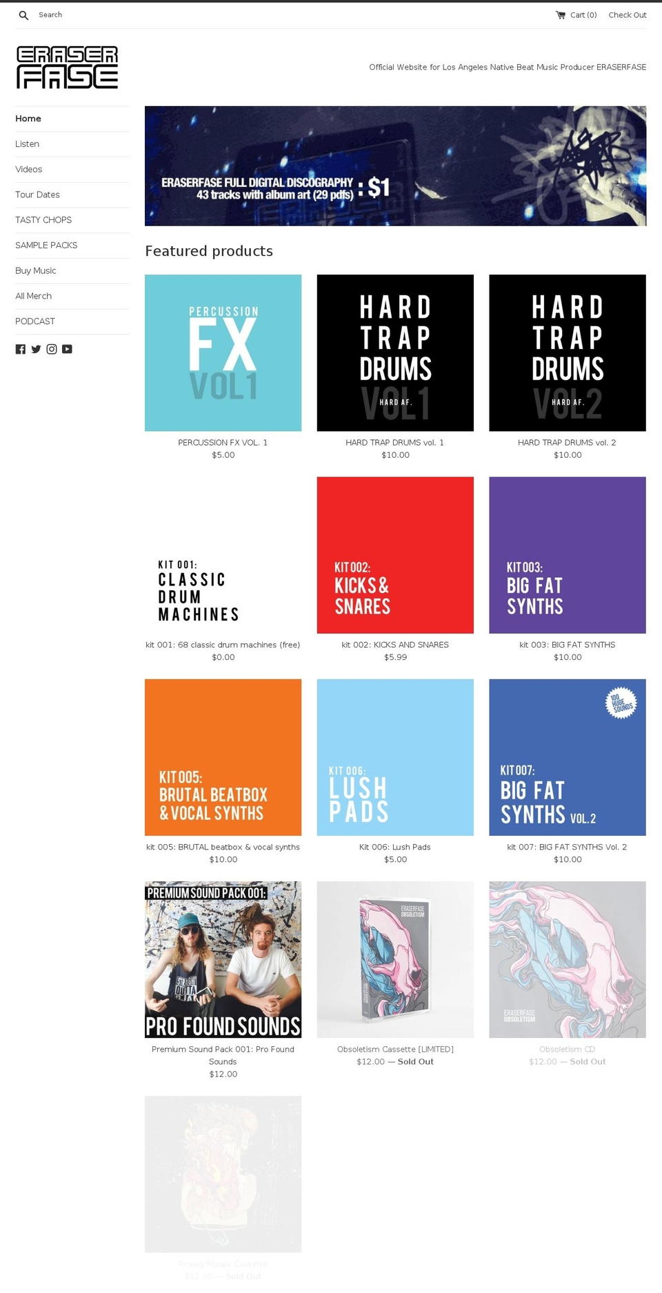 eraserfase.com shopify website screenshot