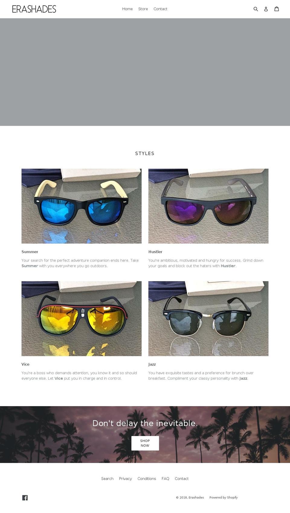 erashades.com — Shopify storefront screenshot