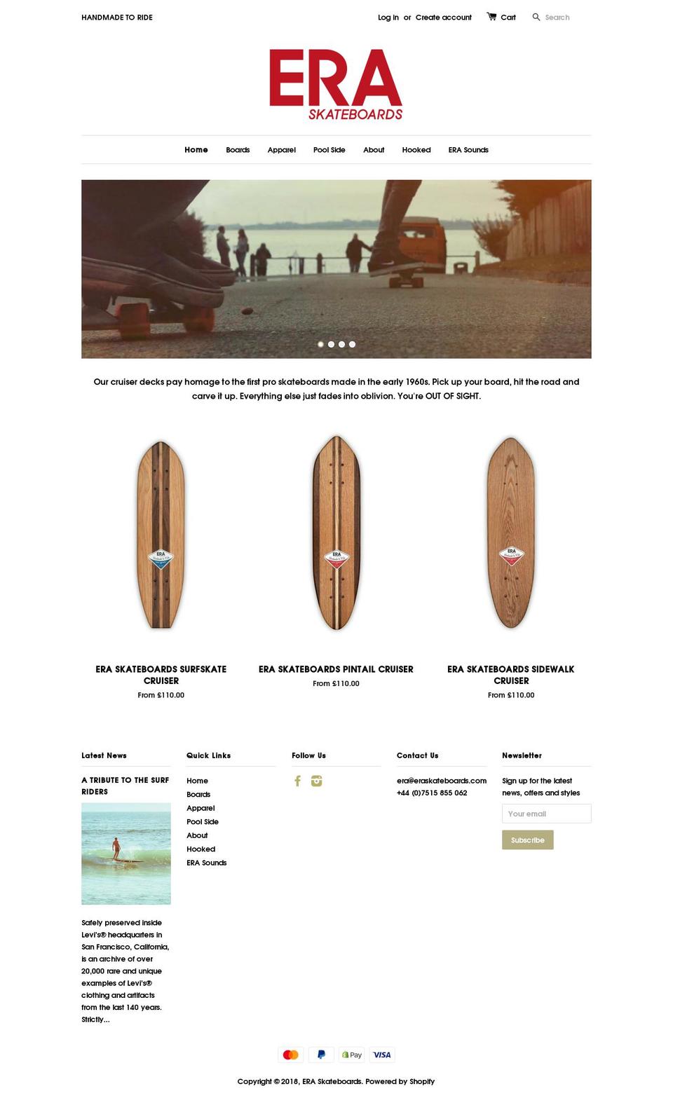 eraskateboards.com shopify website screenshot