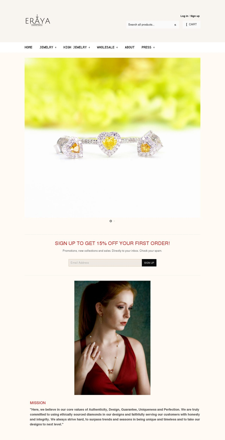 erayafinejewelry.com — Shopify storefront screenshot