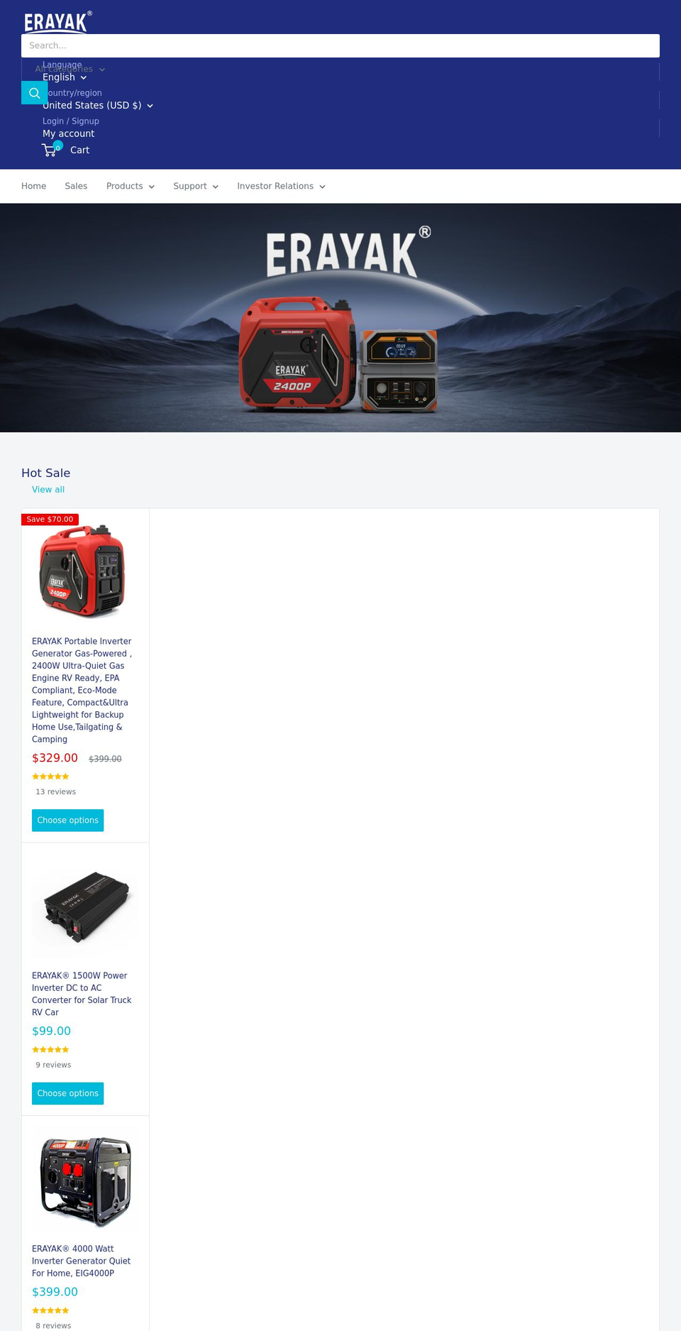 erayak.com shopify website screenshot