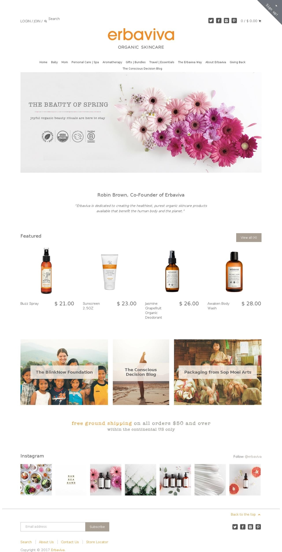 erbaorganic.com shopify website screenshot