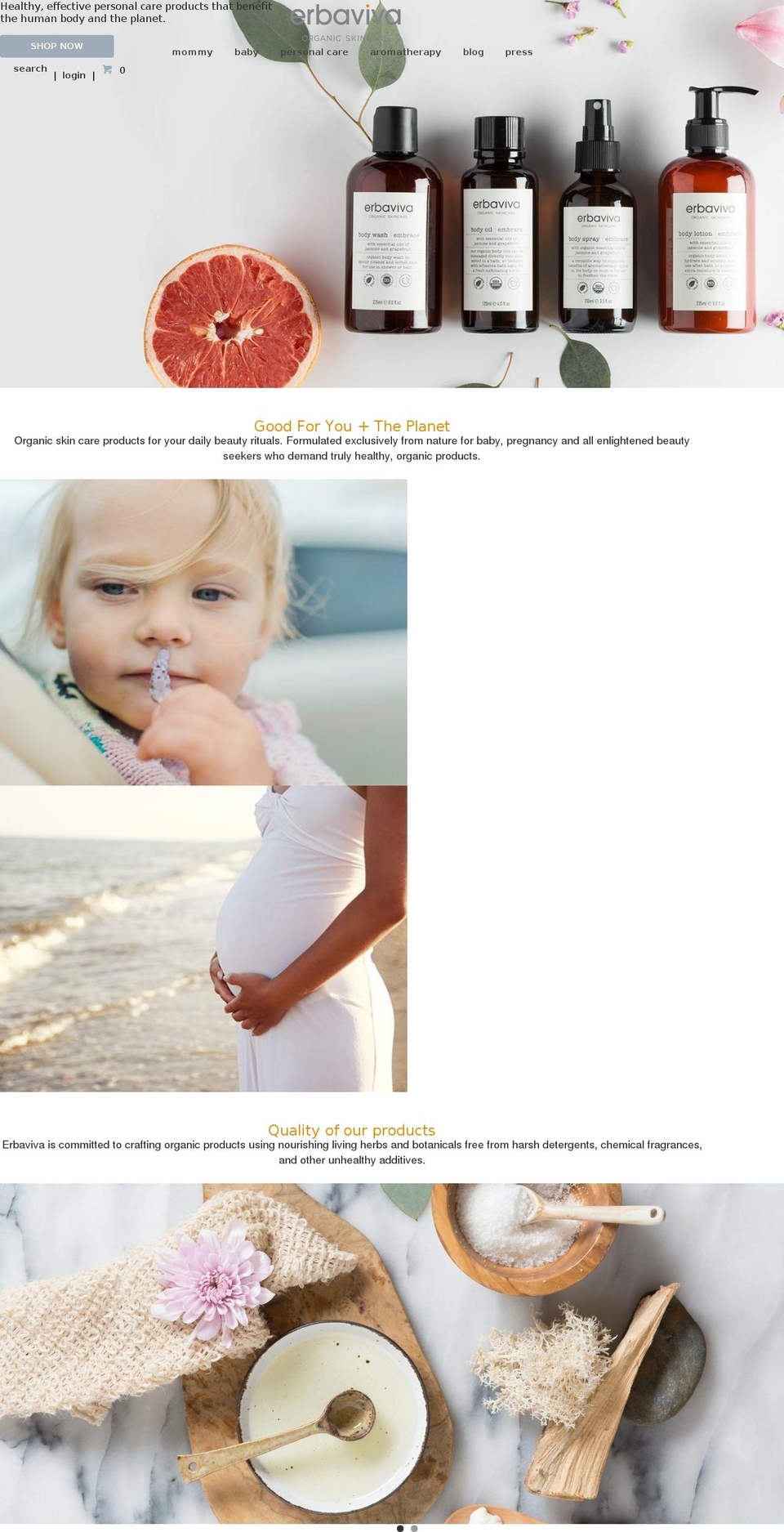 erbaorganics.ca shopify website screenshot