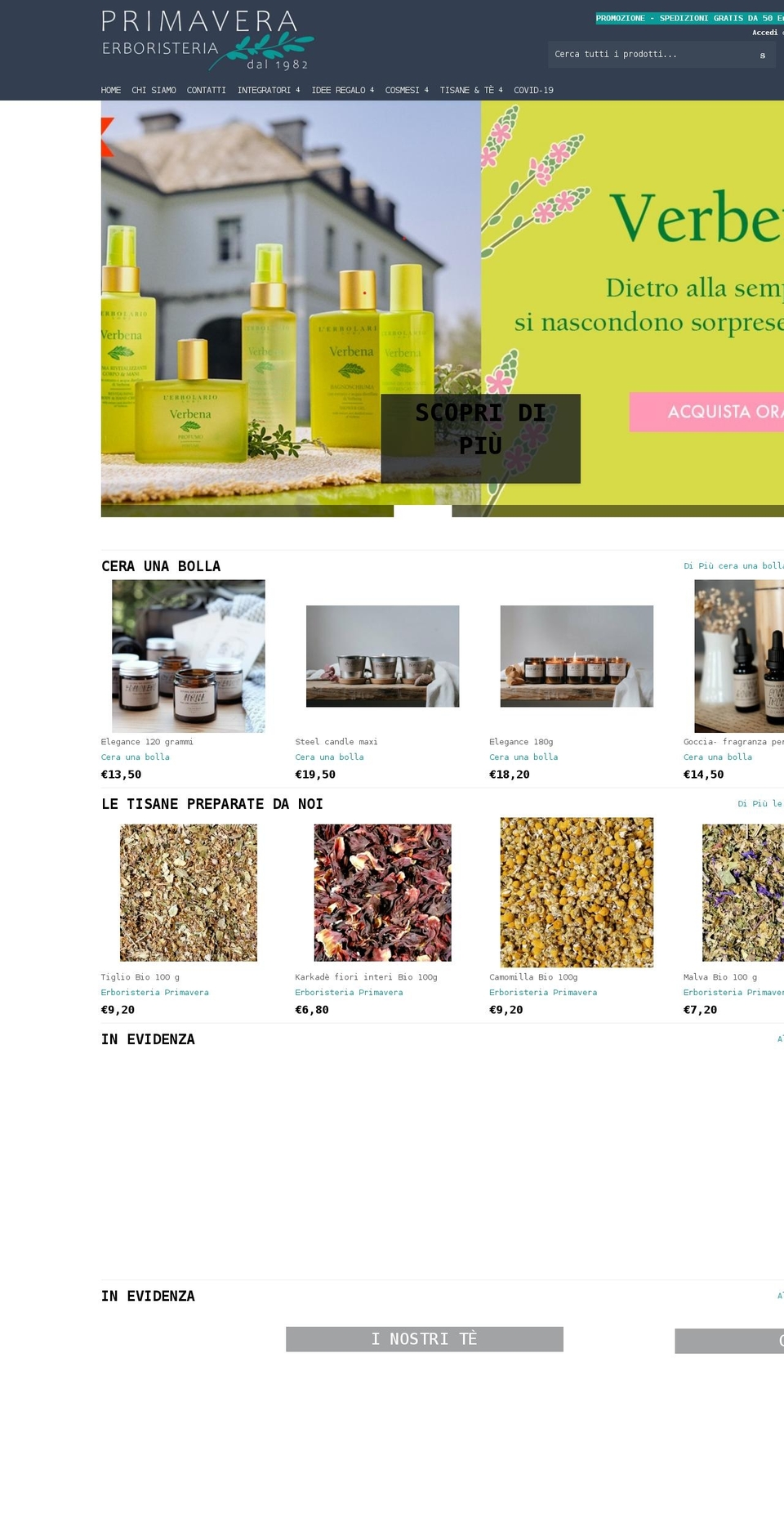 erboristeriaprimavera.com shopify website screenshot