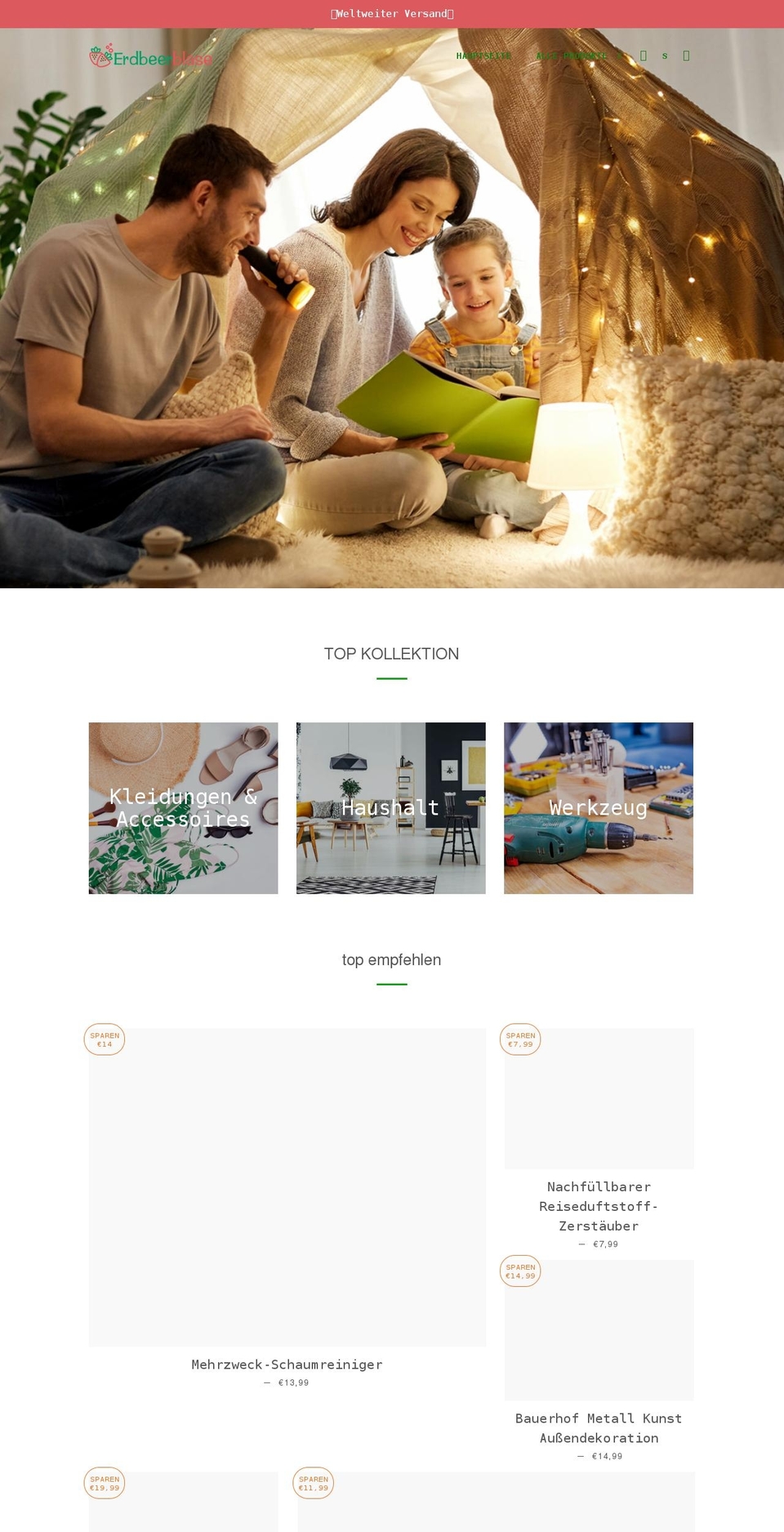 erdbeerblase.de shopify website screenshot