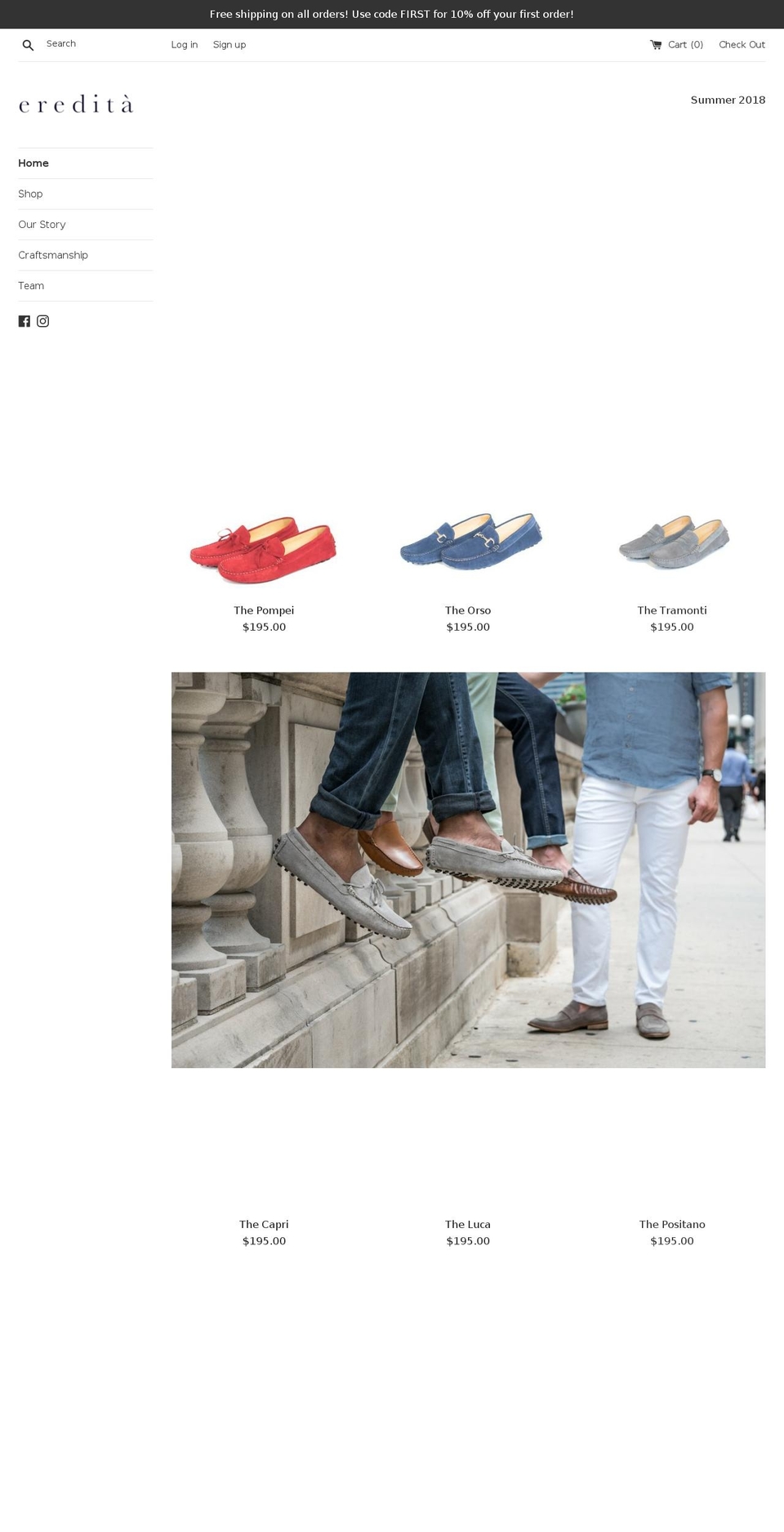 ereditashoes.com — Shopify storefront screenshot