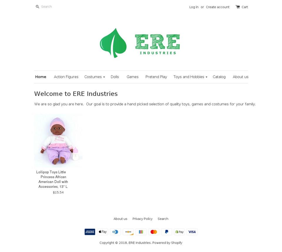 ereindustries.com shopify website screenshot