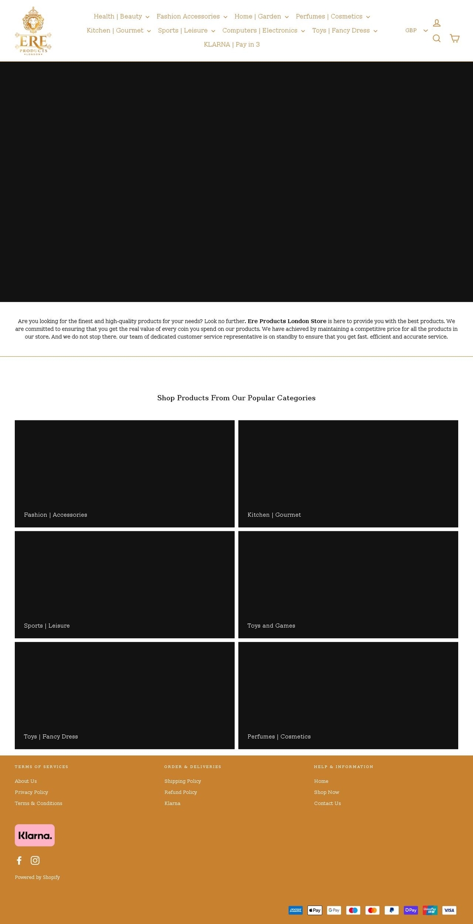 ereproducts.com shopify website screenshot