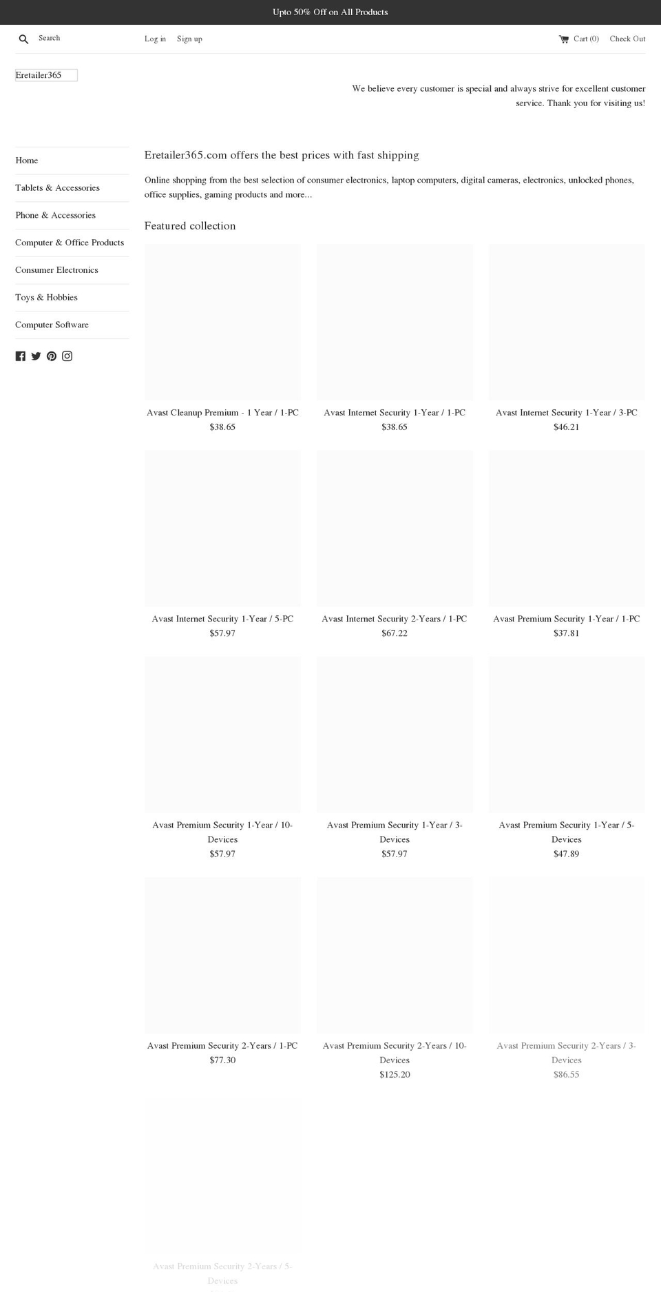 eretailer365.com shopify website screenshot