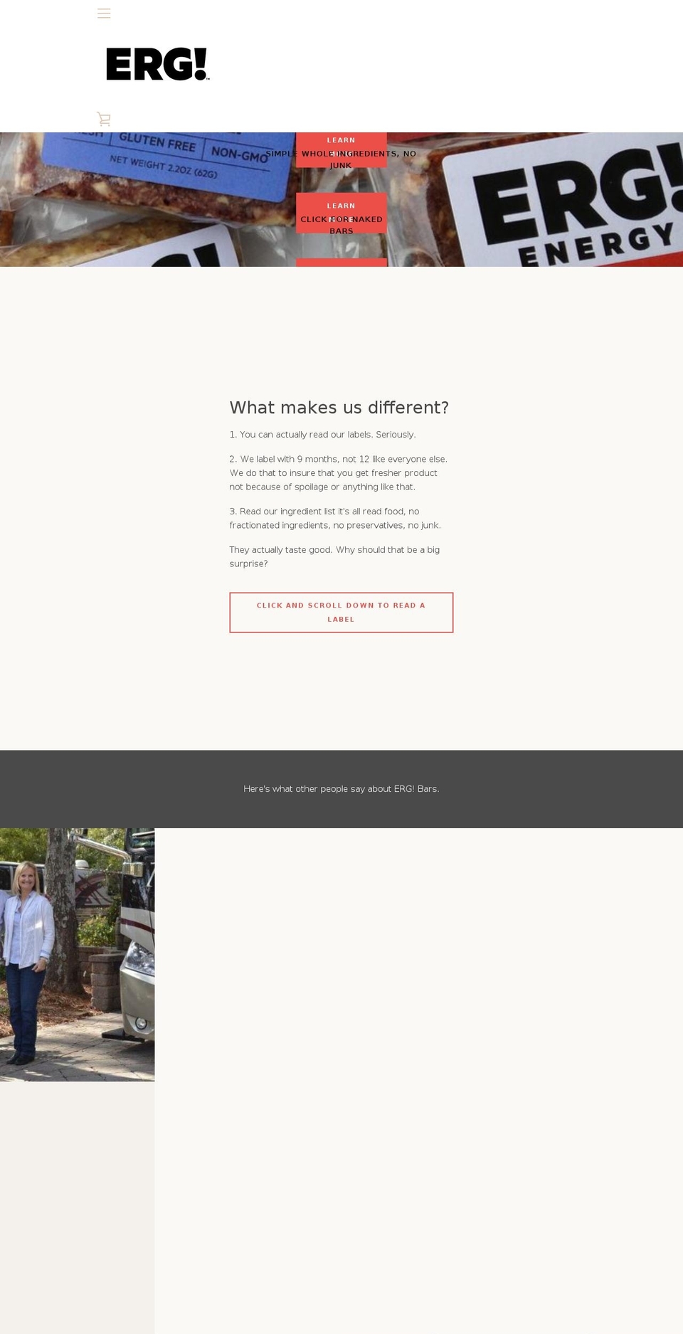 erg-bar.com shopify website screenshot