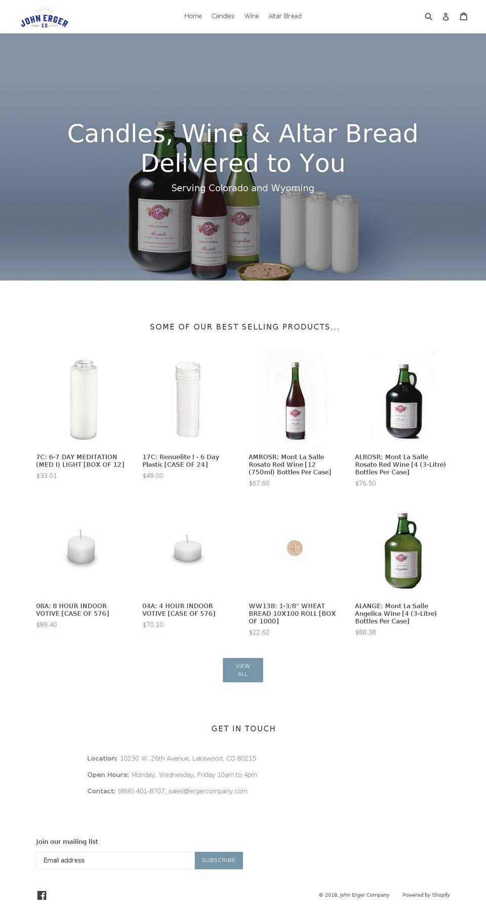 ergerco.com shopify website screenshot