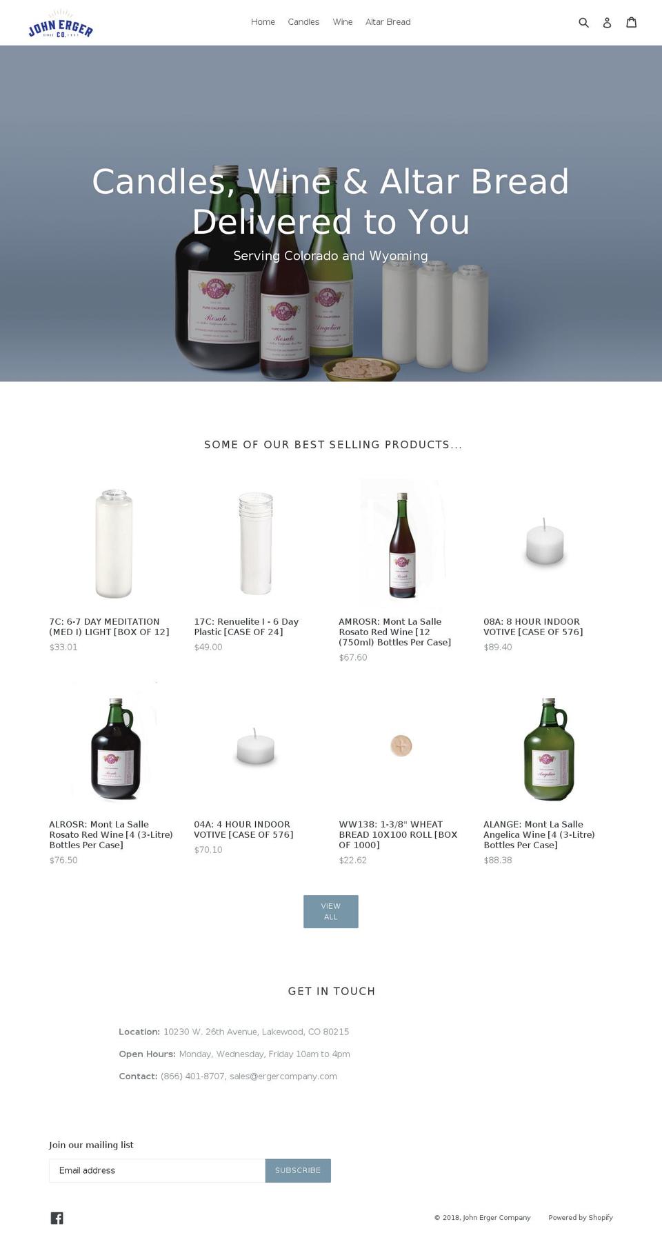 ergercompany.com shopify website screenshot