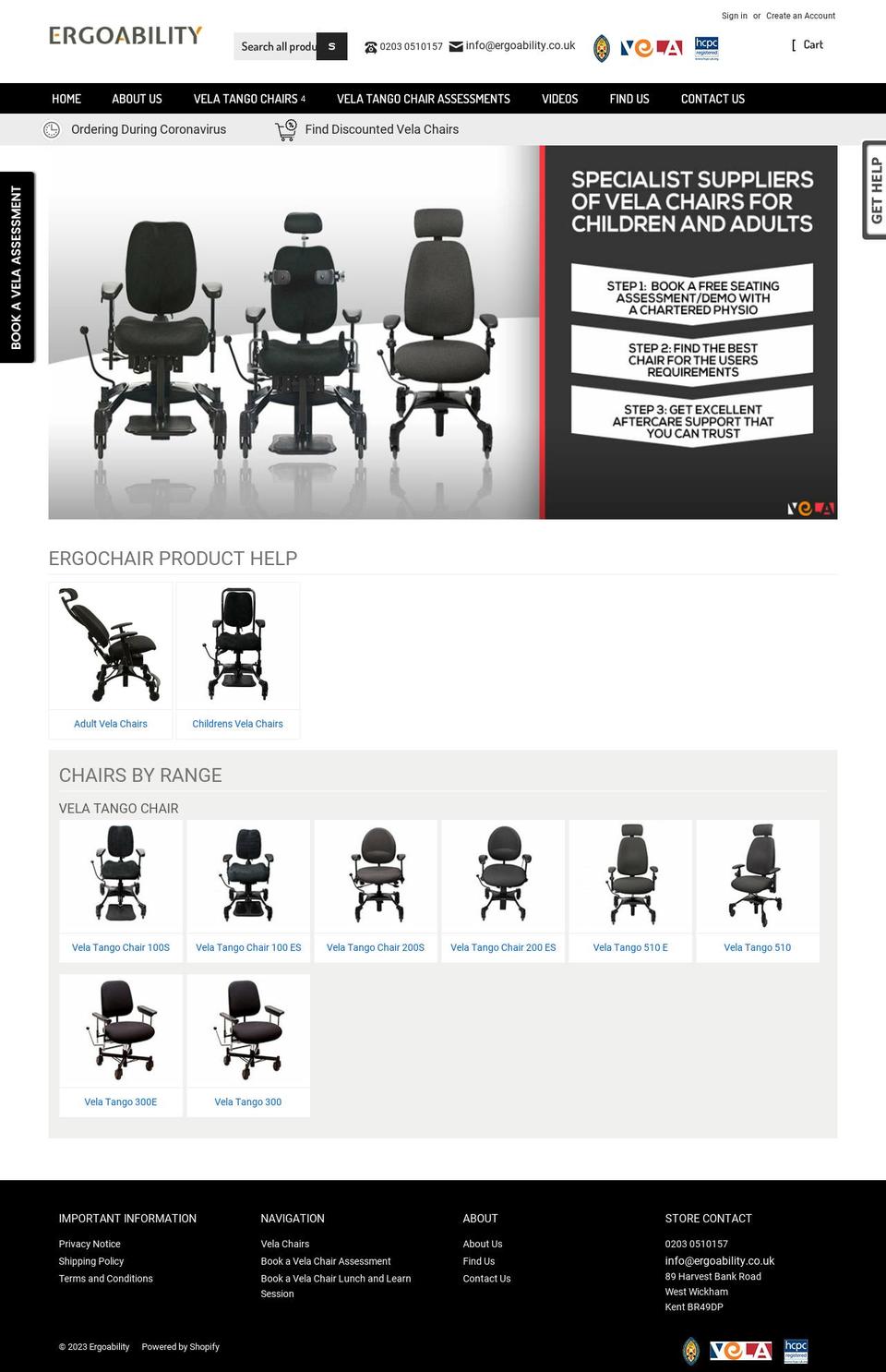 ergoability.co.uk shopify website screenshot