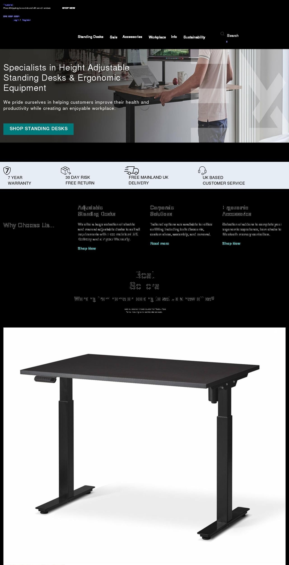 ergodesks.co.uk shopify website screenshot