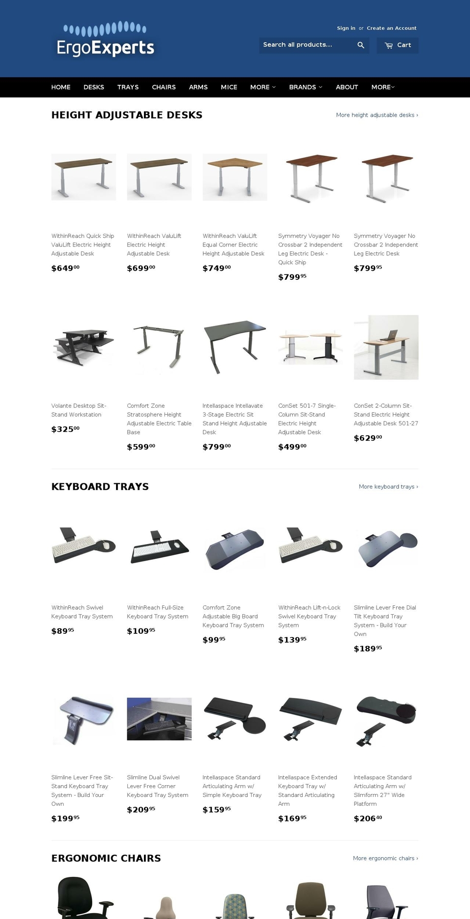 ergoexperts.com shopify website screenshot