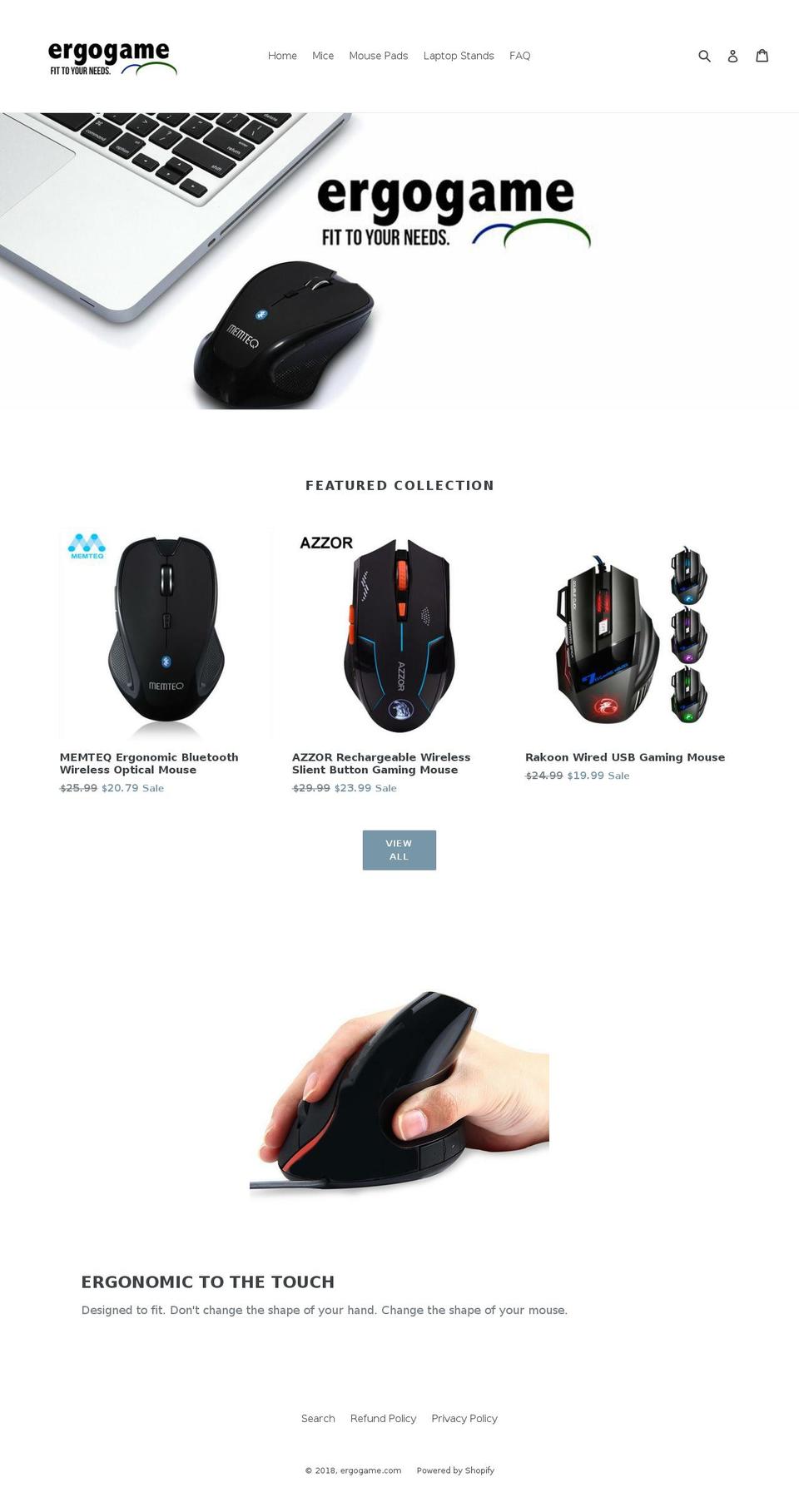 ergogame.com — Shopify storefront screenshot