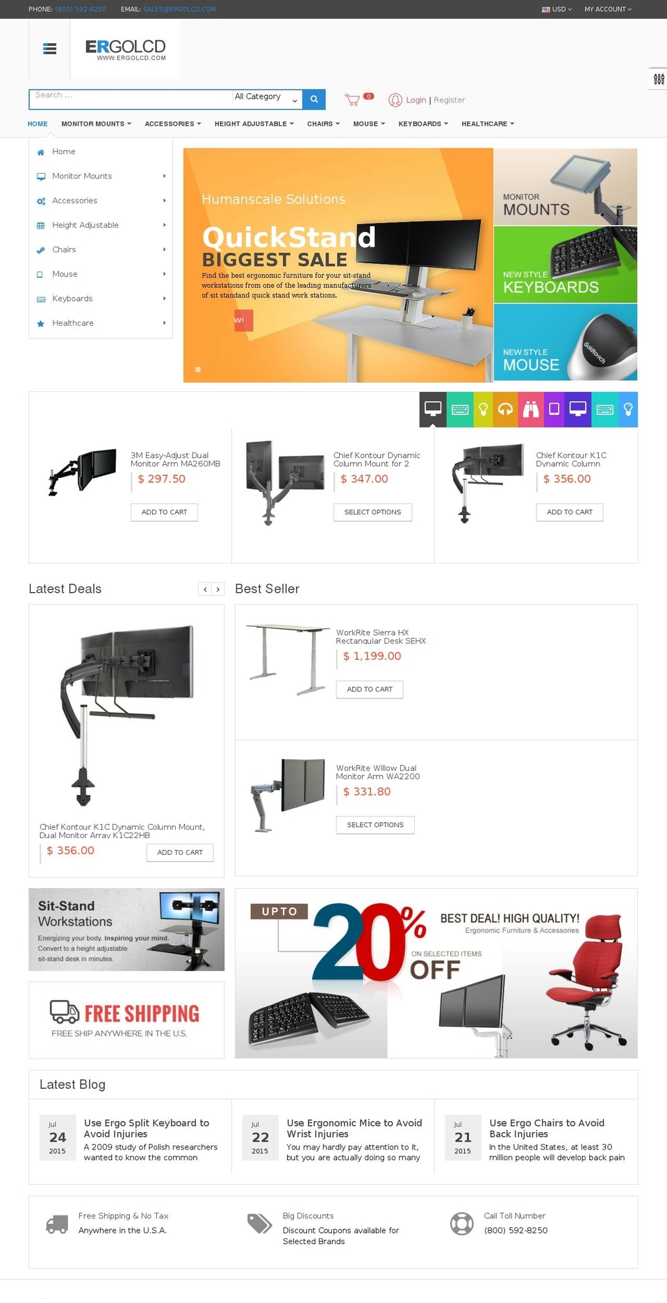 ergolcd.com shopify website screenshot