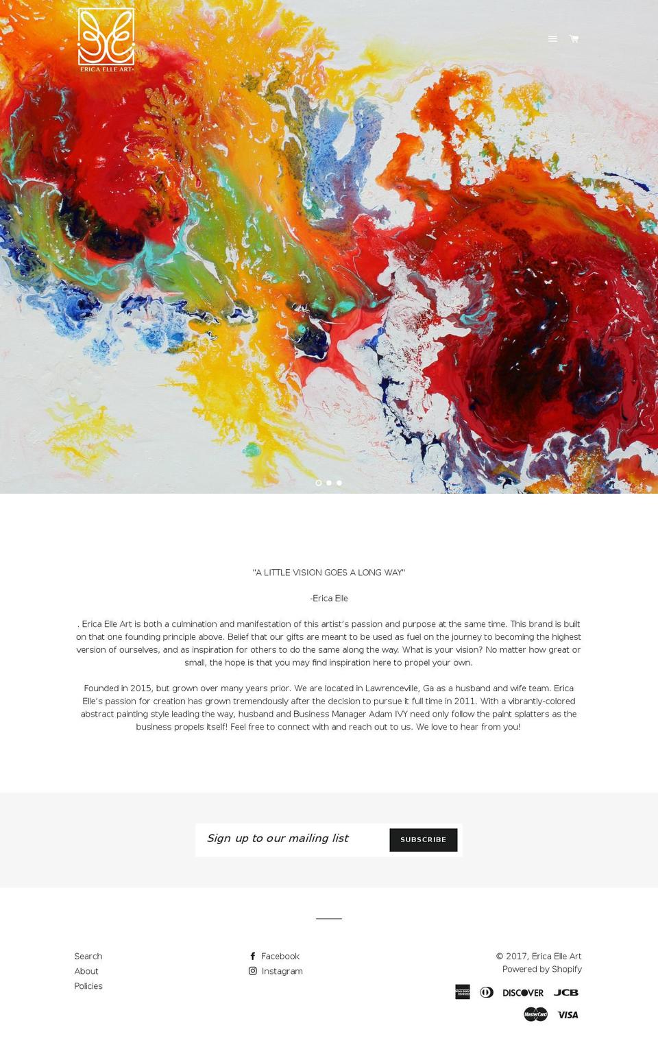 ericaelleart.com shopify website screenshot