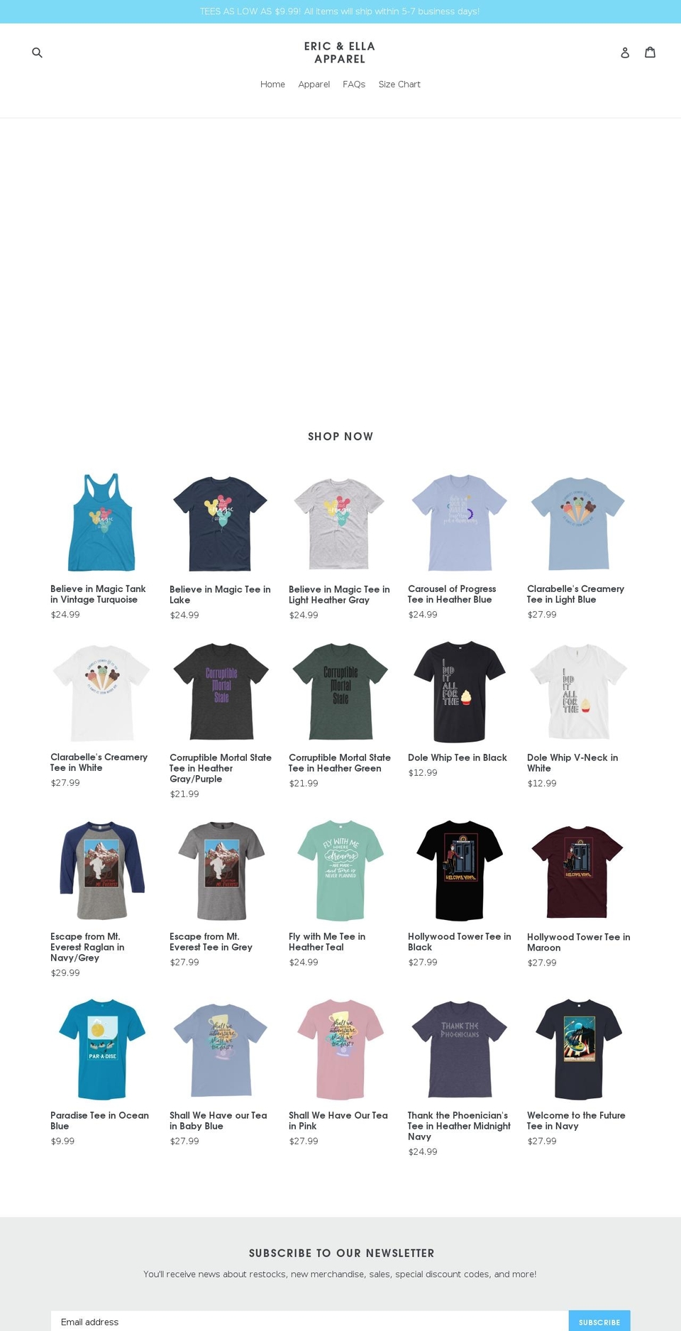 ericandellaapparel.com — Shopify storefront screenshot