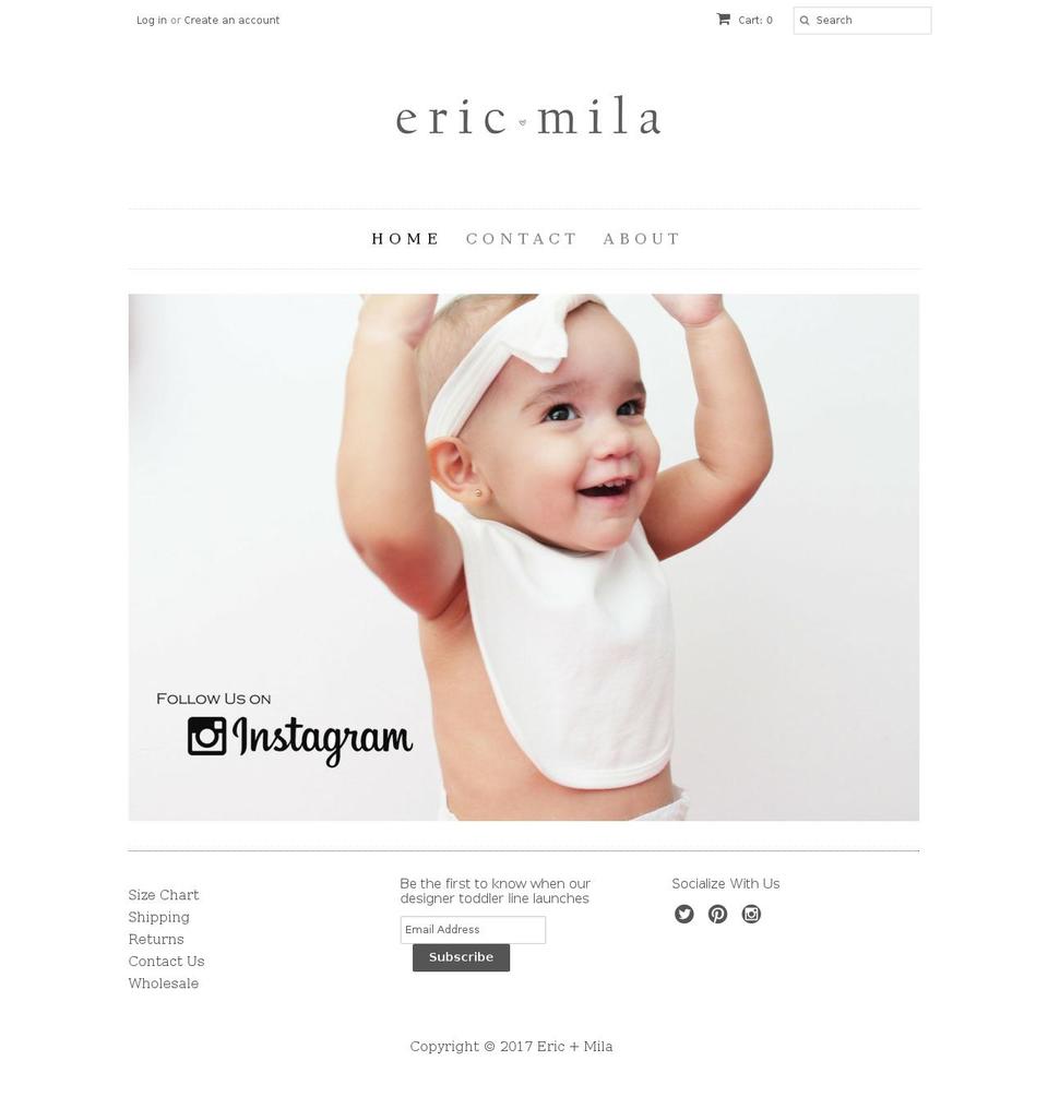 ericandmila.com shopify website screenshot