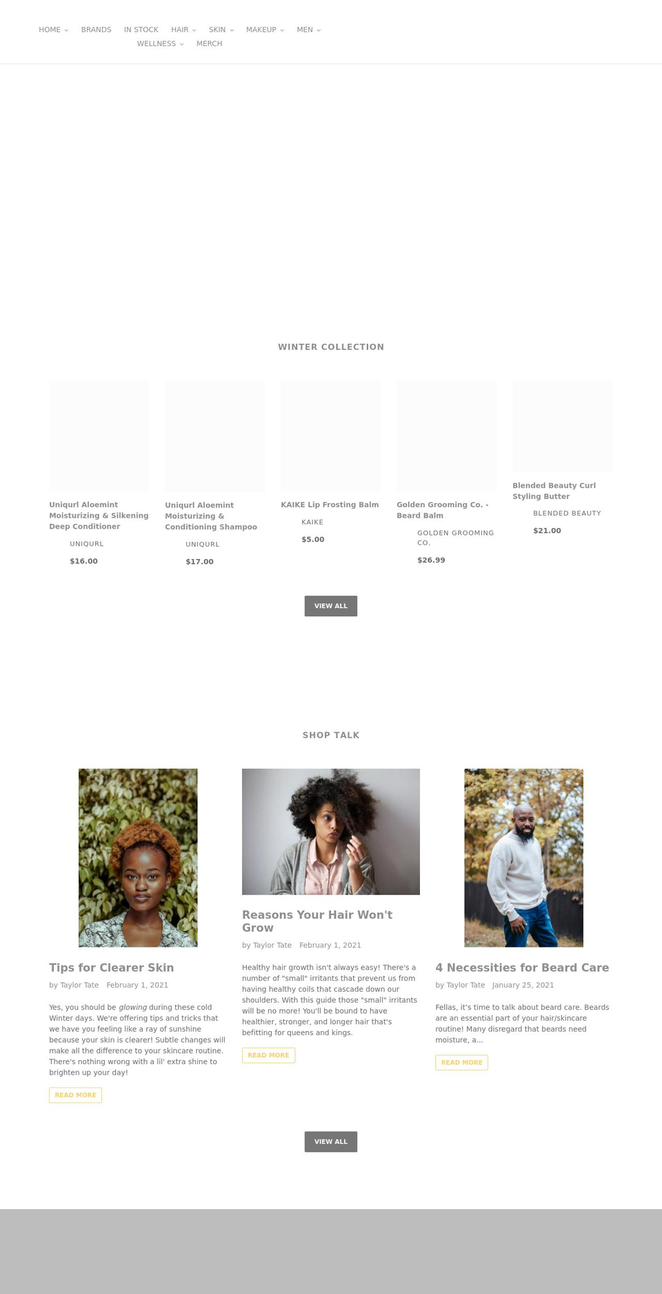 ericasbeautyshop.com shopify website screenshot