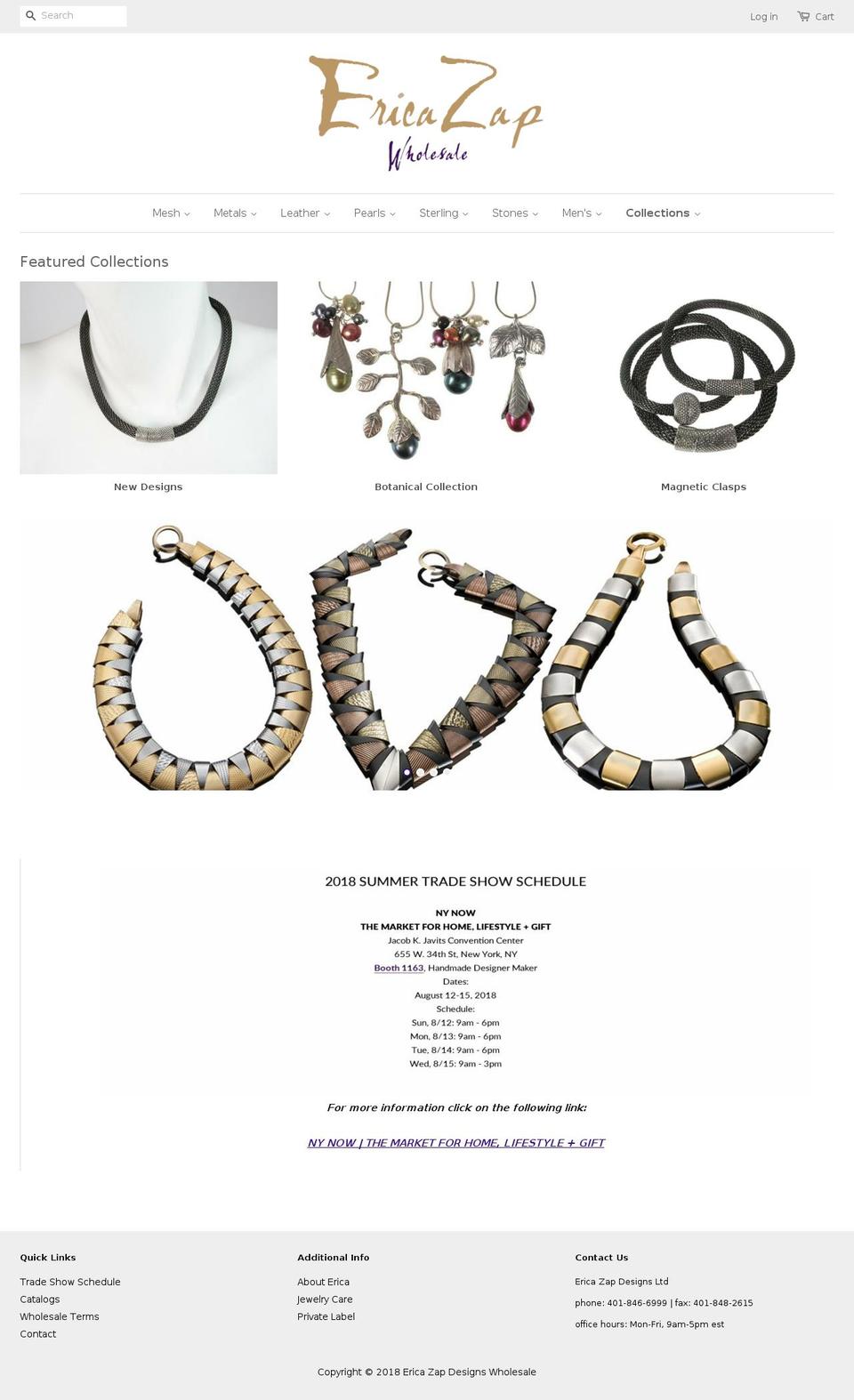 ericazapwholesale.com shopify website screenshot