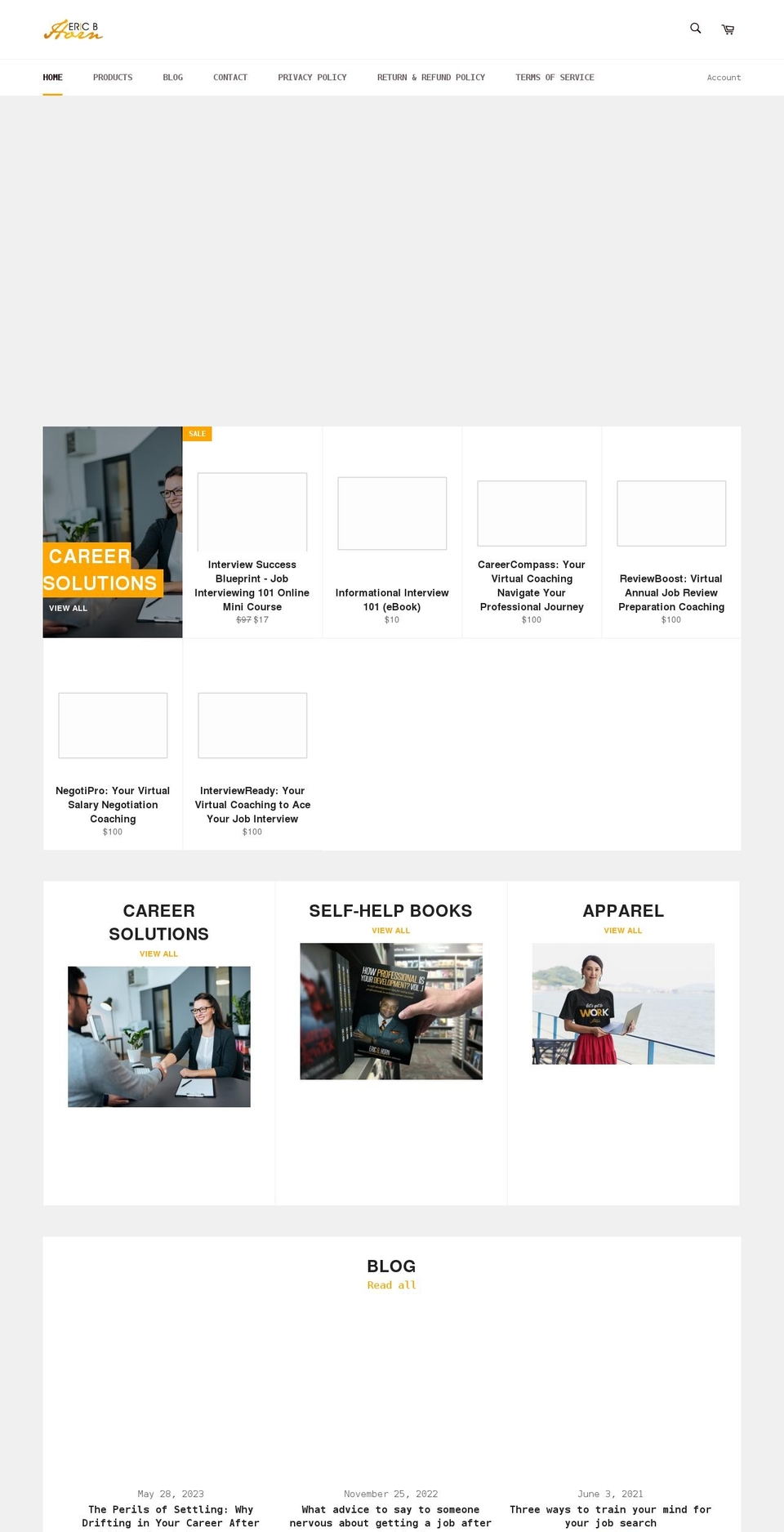 ericbhornstore.com shopify website screenshot