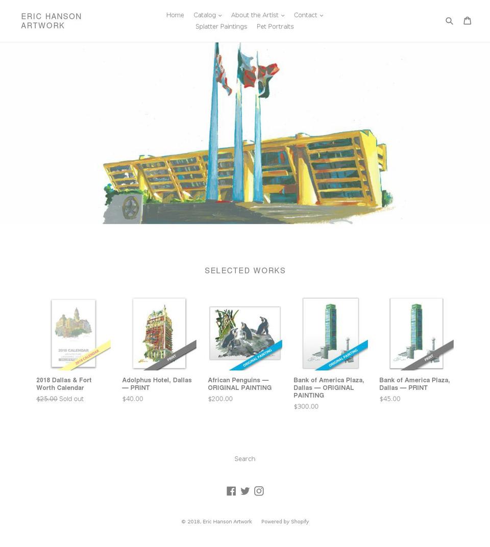 erichansonartwork.com shopify website screenshot