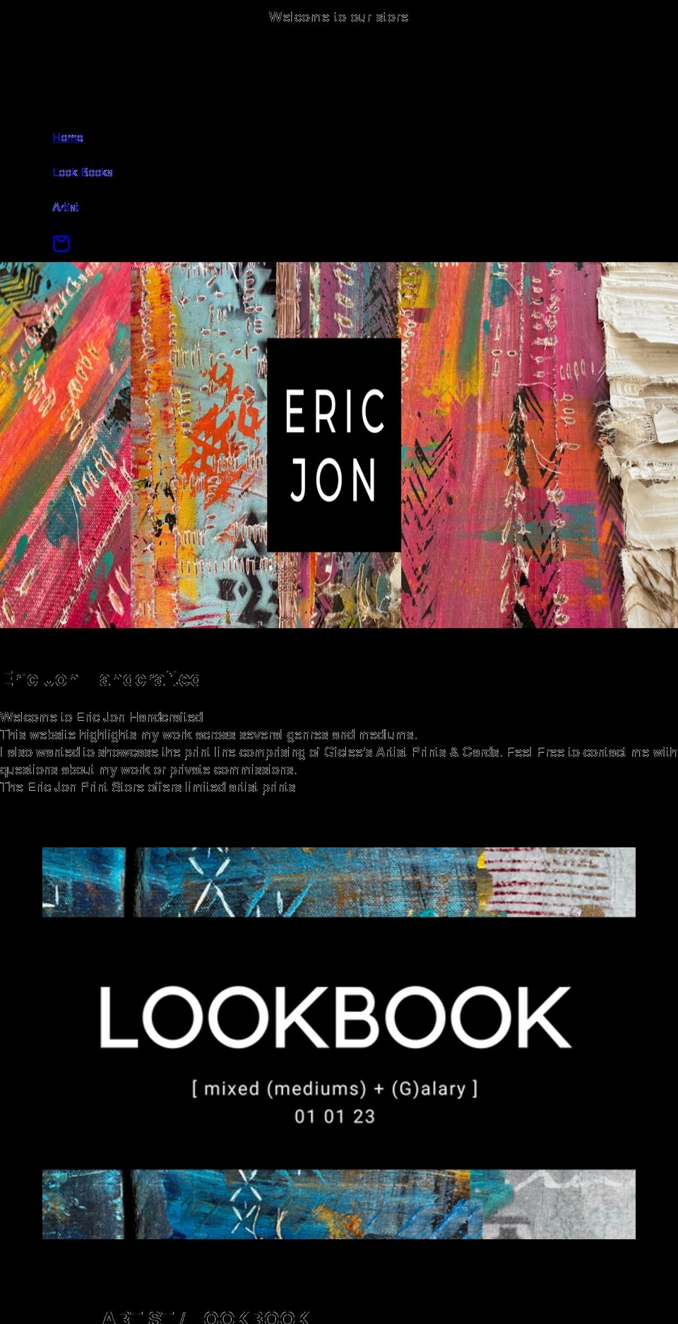 ericjonhandcrafted.com shopify website screenshot