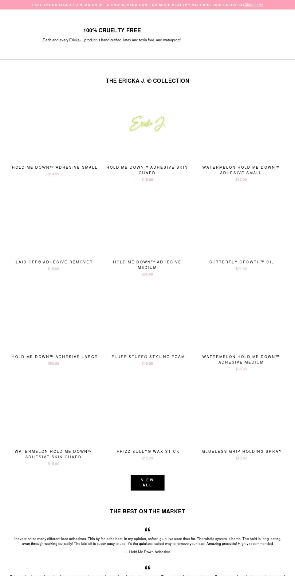 erickajproducts.com shopify website screenshot