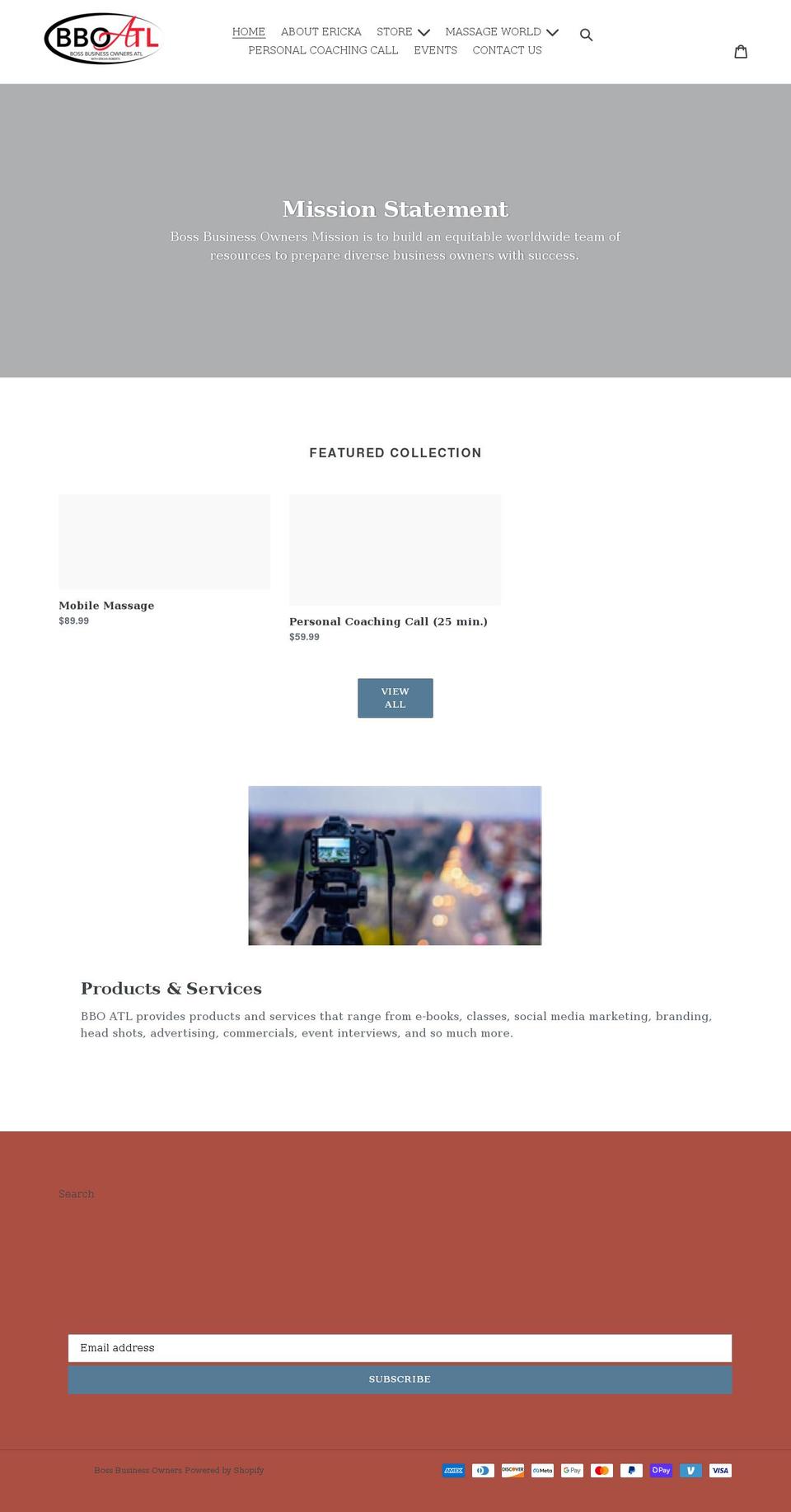 erickaroberts.com shopify website screenshot