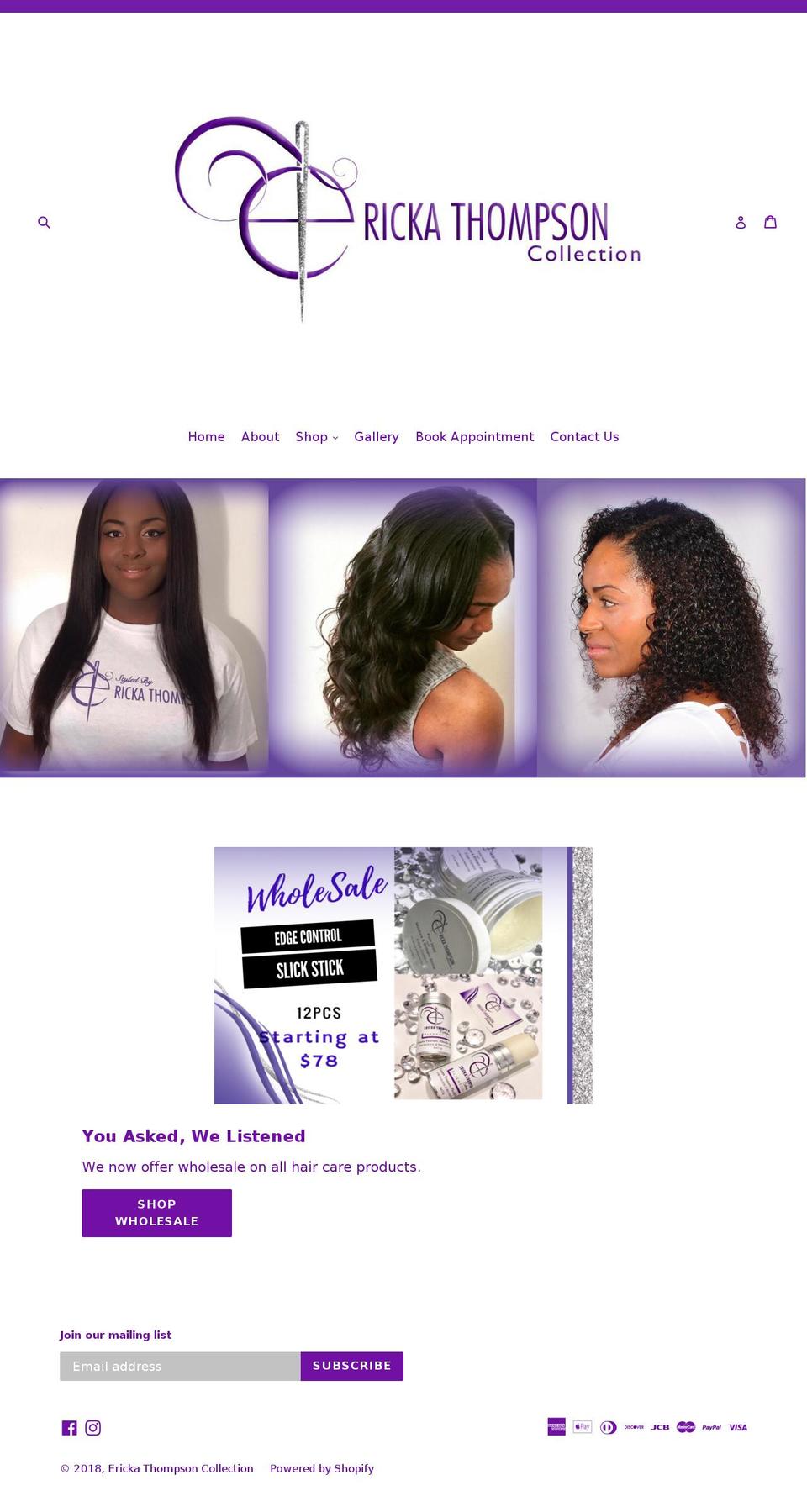 erickathompsoncollection.com shopify website screenshot