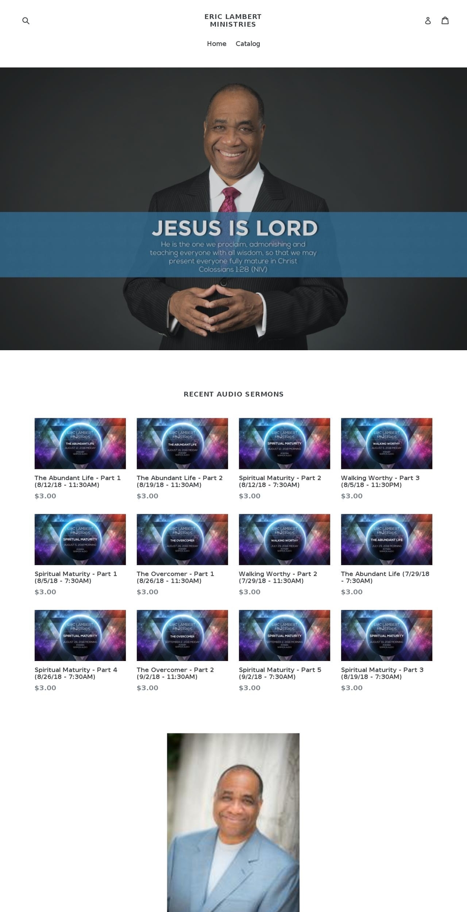 ericlambertministries.com — Shopify storefront screenshot