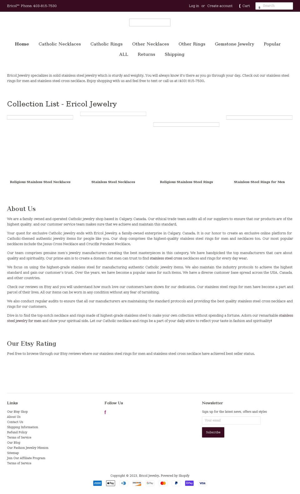 ericolproducts.com shopify website screenshot