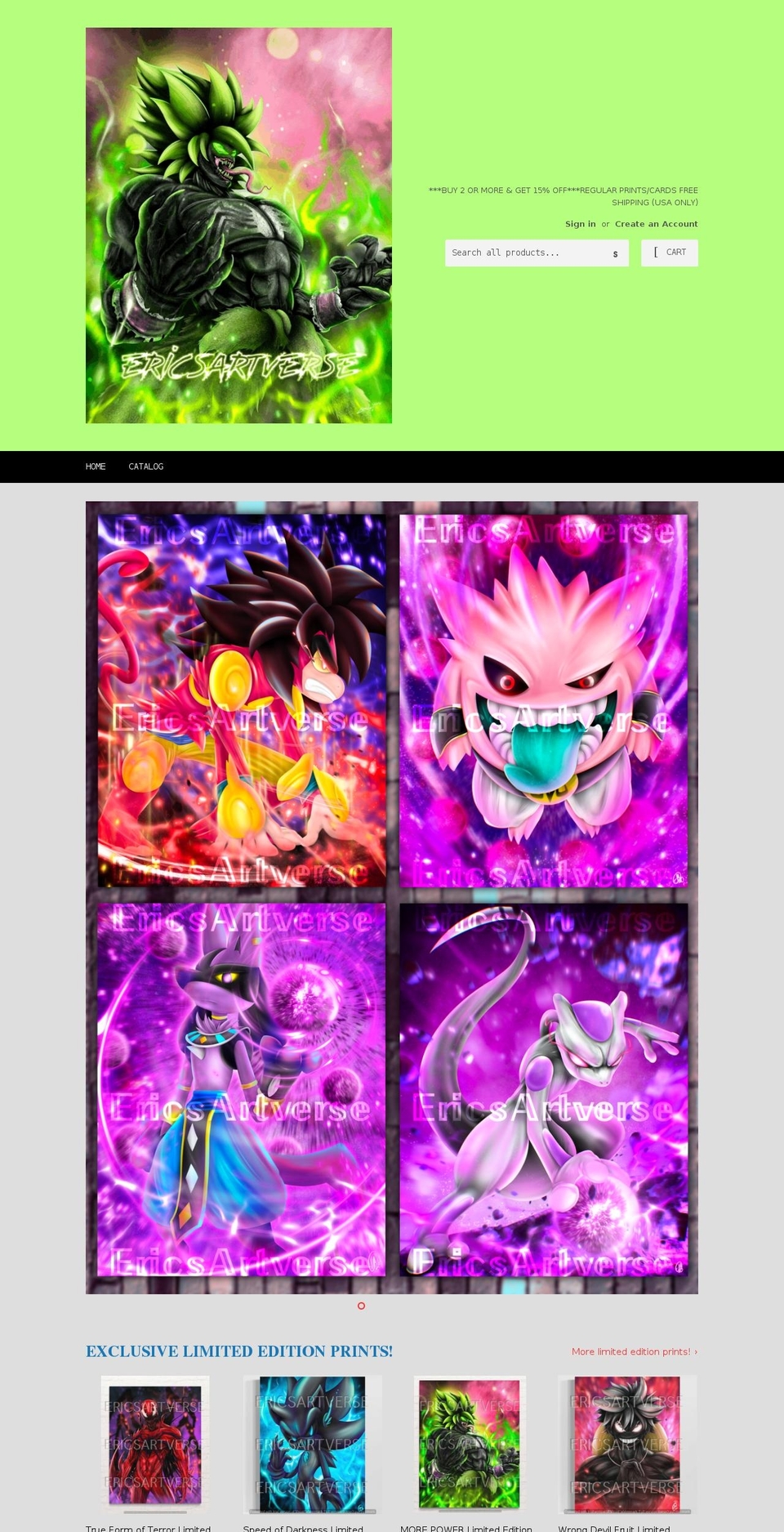 ericsartverse.com shopify website screenshot