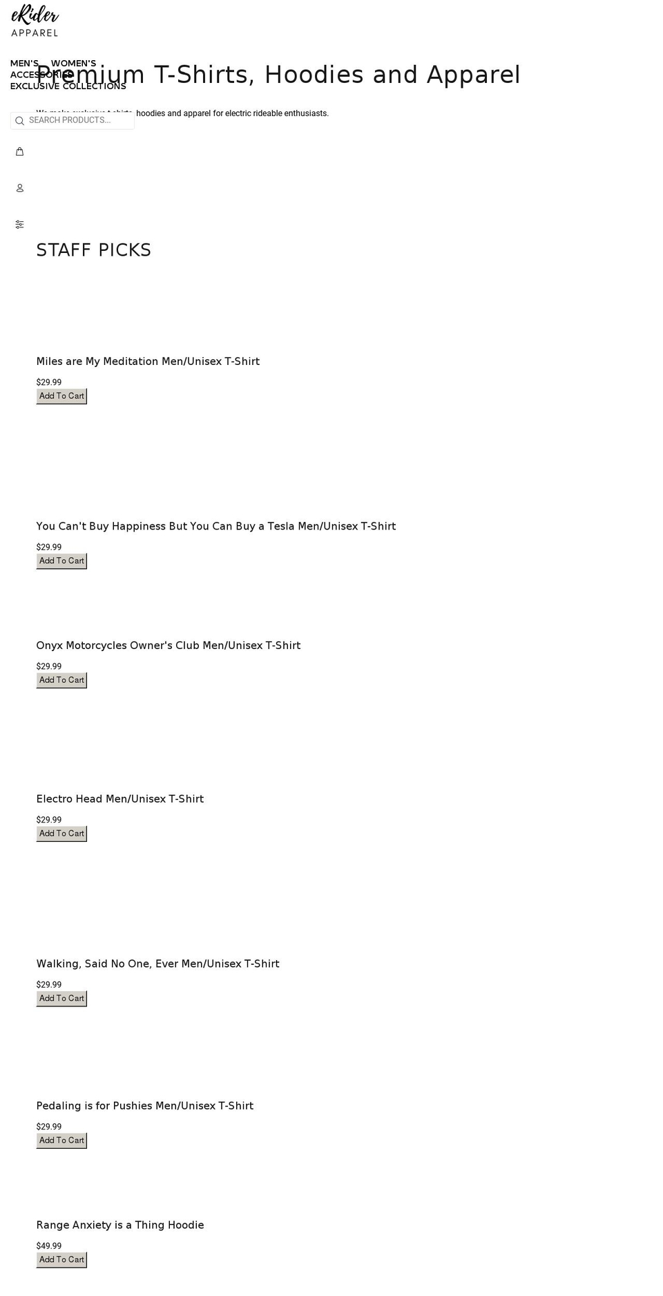 eriderapparel.com shopify website screenshot