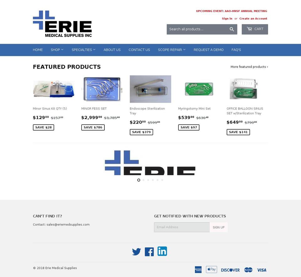 eriemedsupplies.com shopify website screenshot