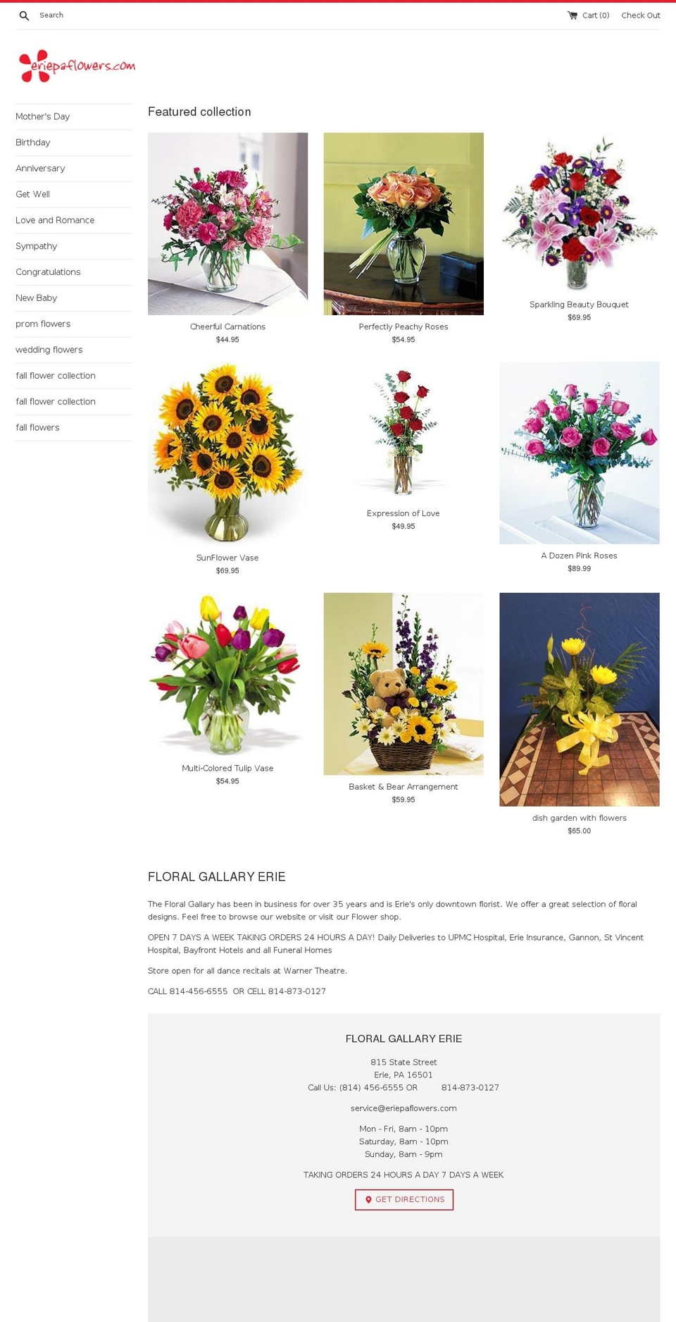 eriepaflowers.com — Shopify storefront screenshot