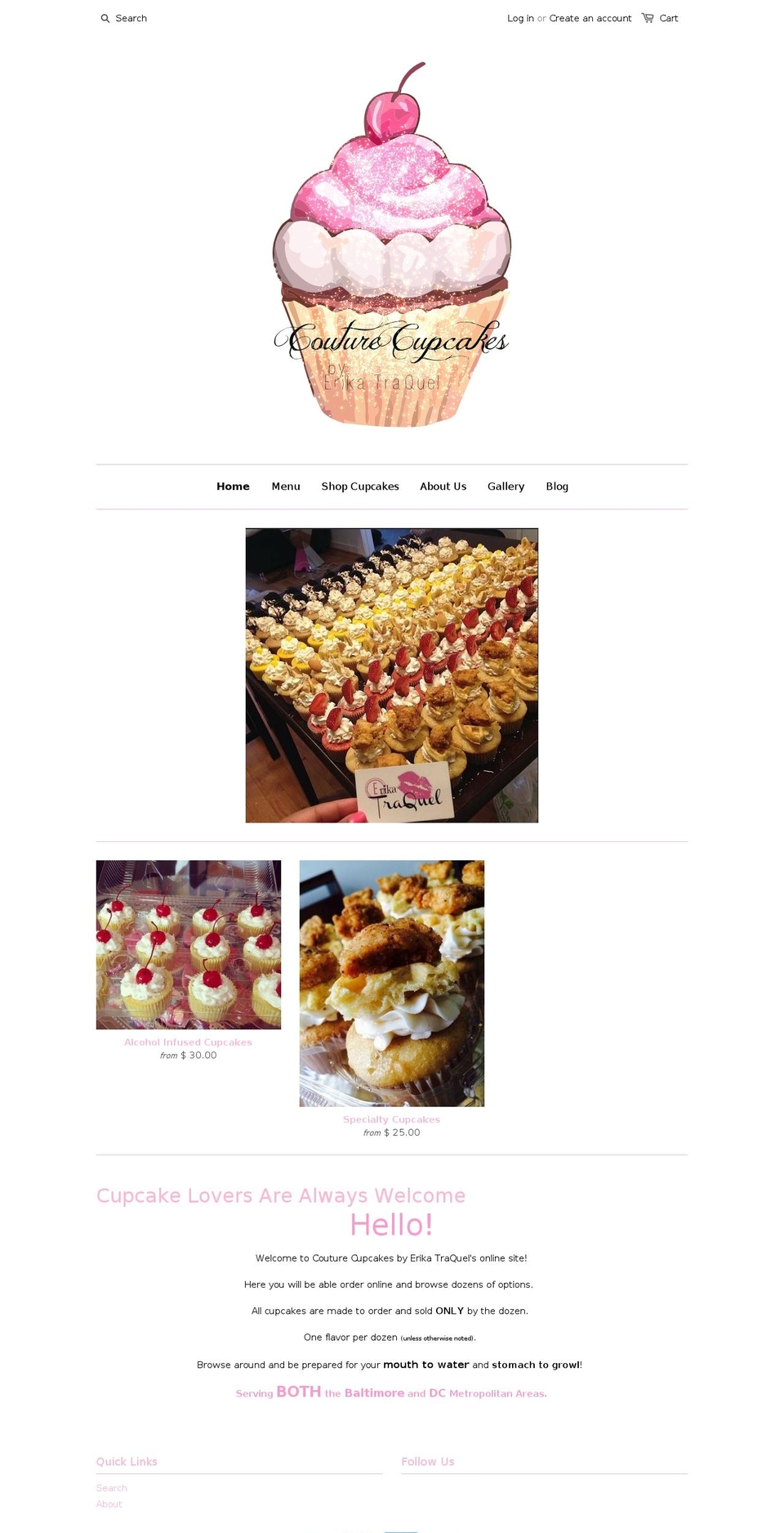erikagotcupcakes.com shopify website screenshot