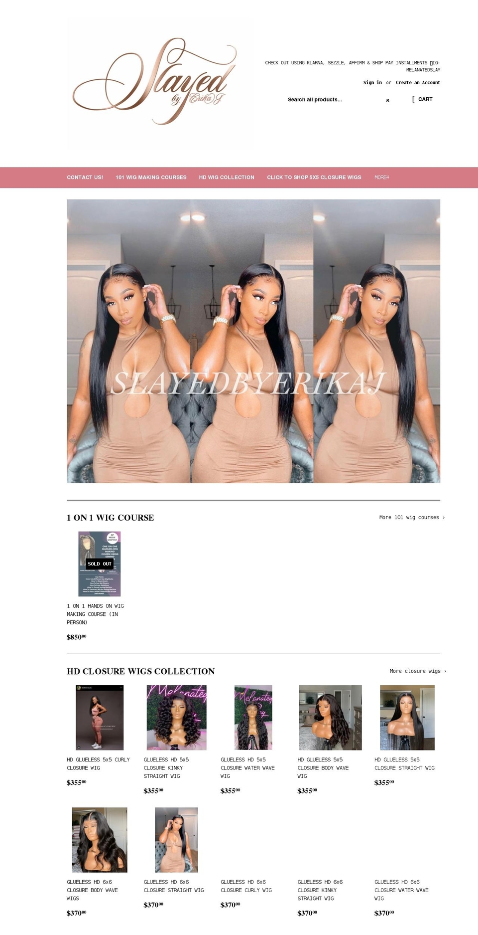 erikajay.com shopify website screenshot