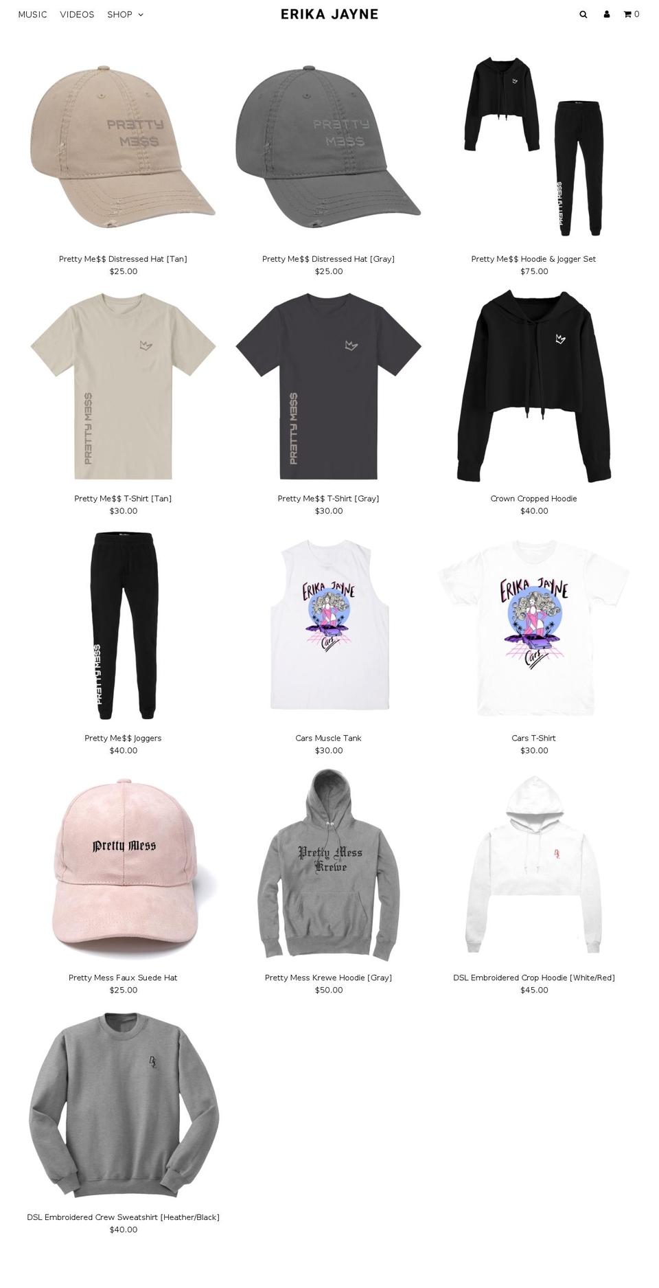 erikajayne.com shopify website screenshot