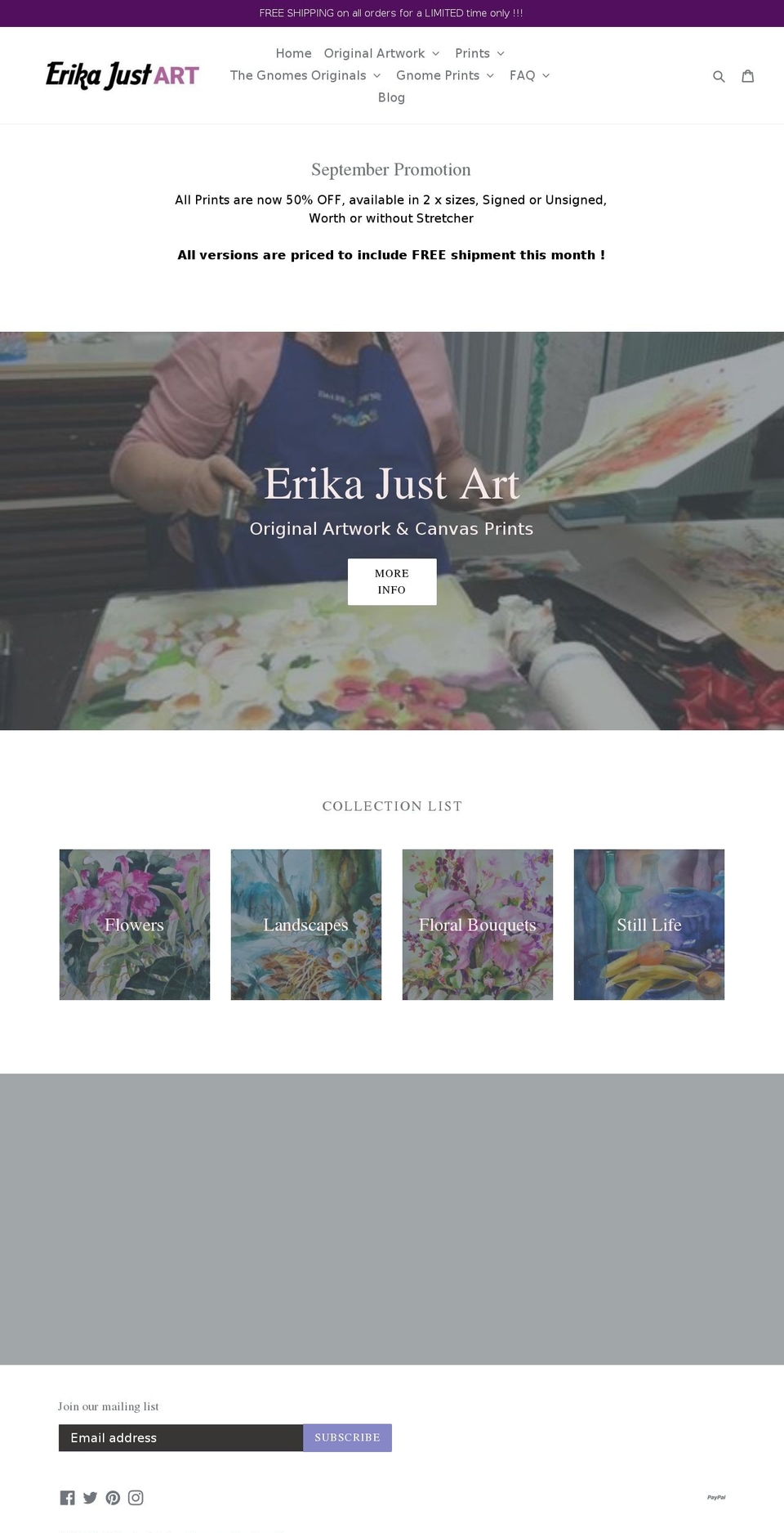 erikajust.net shopify website screenshot