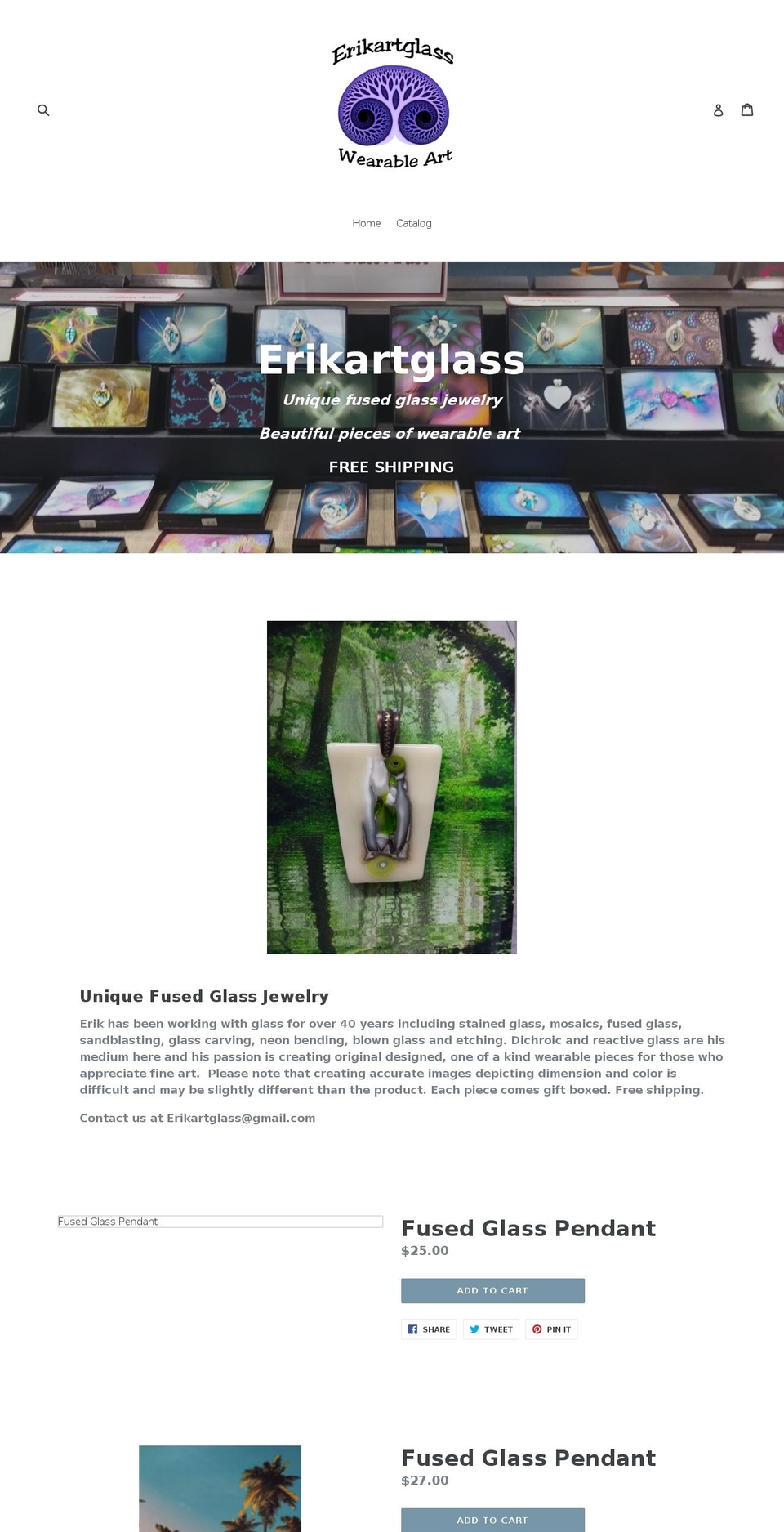 erikartglass.com — Shopify storefront screenshot
