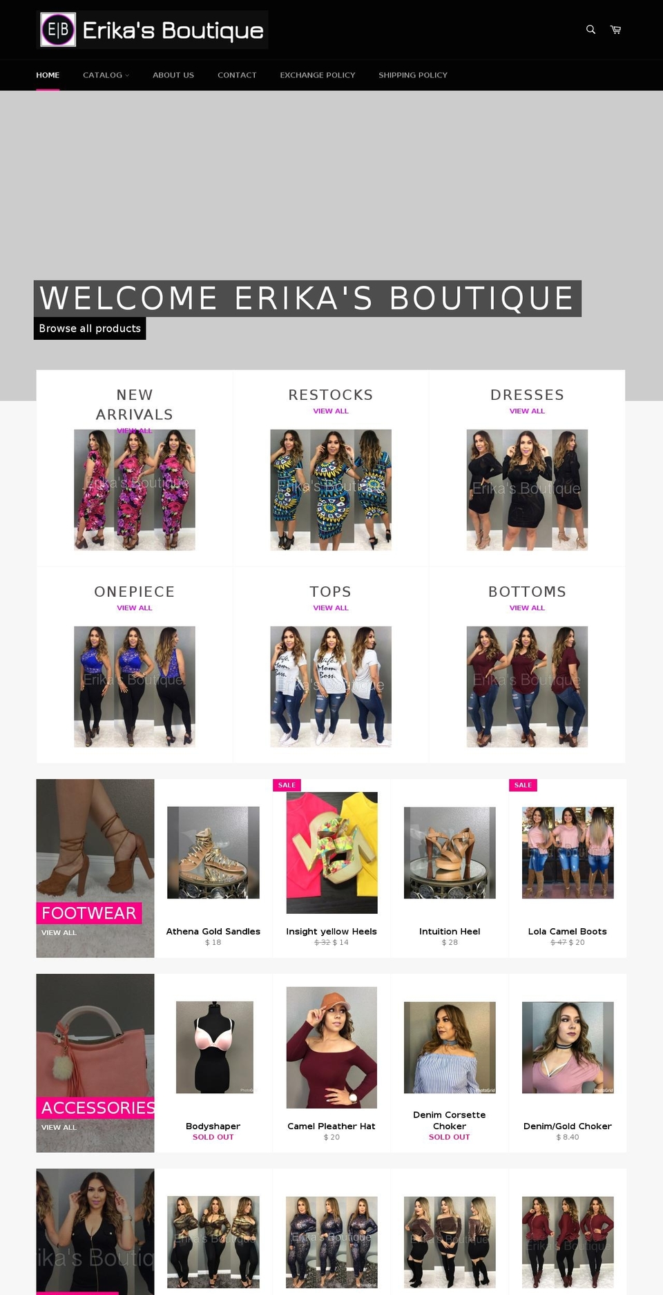 erikas-boutique01.com shopify website screenshot