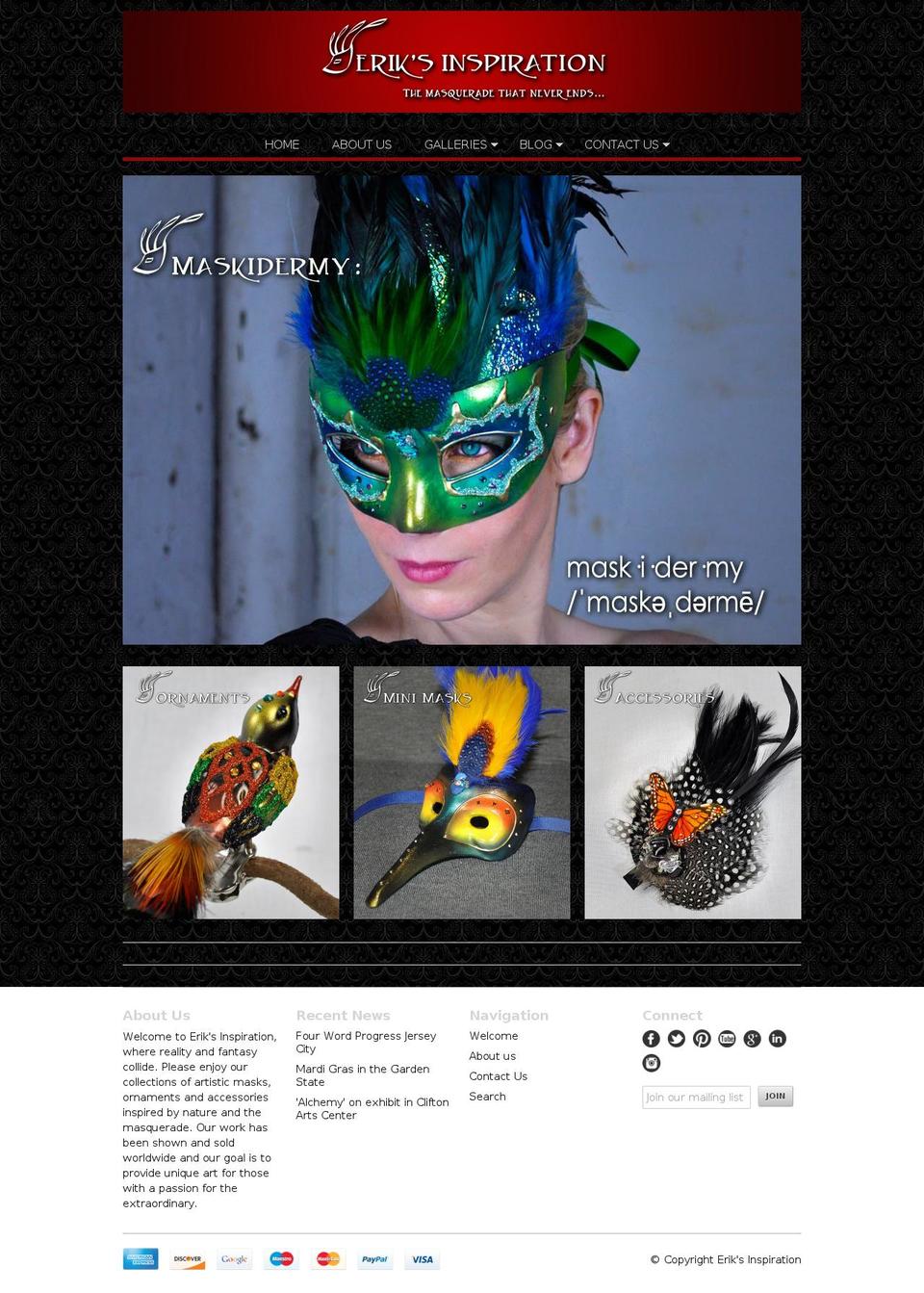 eriksinspiration.com shopify website screenshot