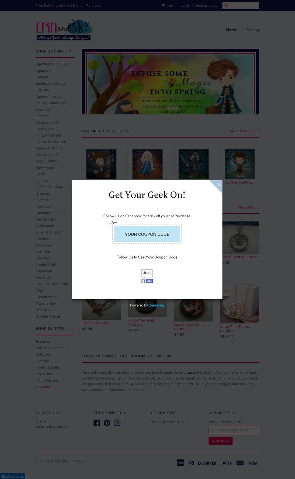 erinandsky.com shopify website screenshot
