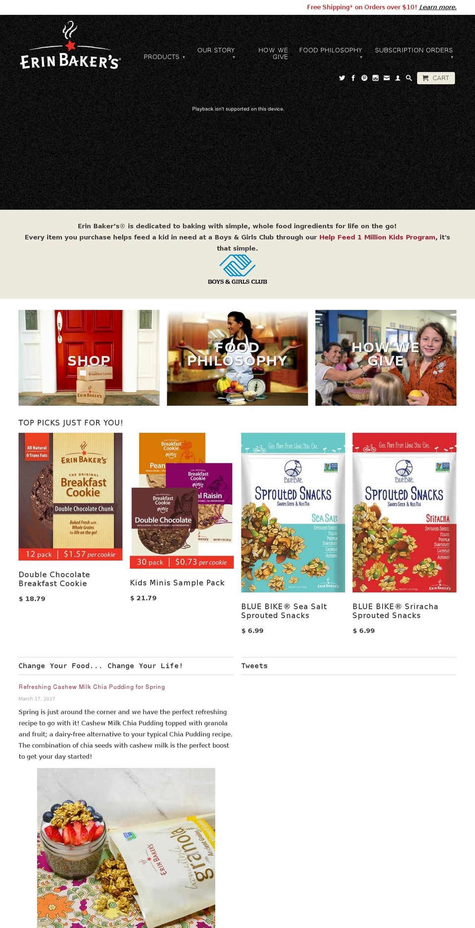 erinbakers.com shopify website screenshot