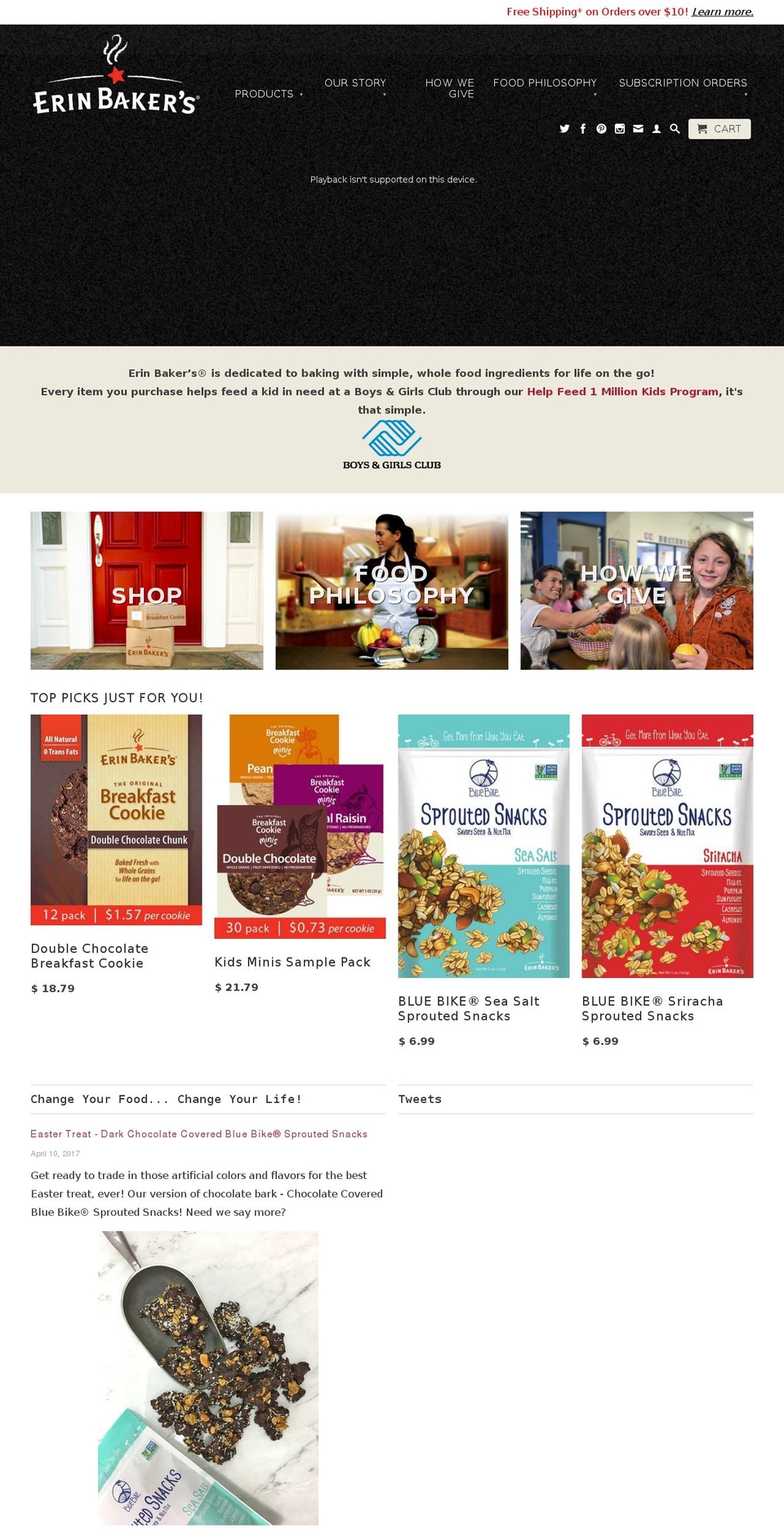erinbakersgranola.com shopify website screenshot