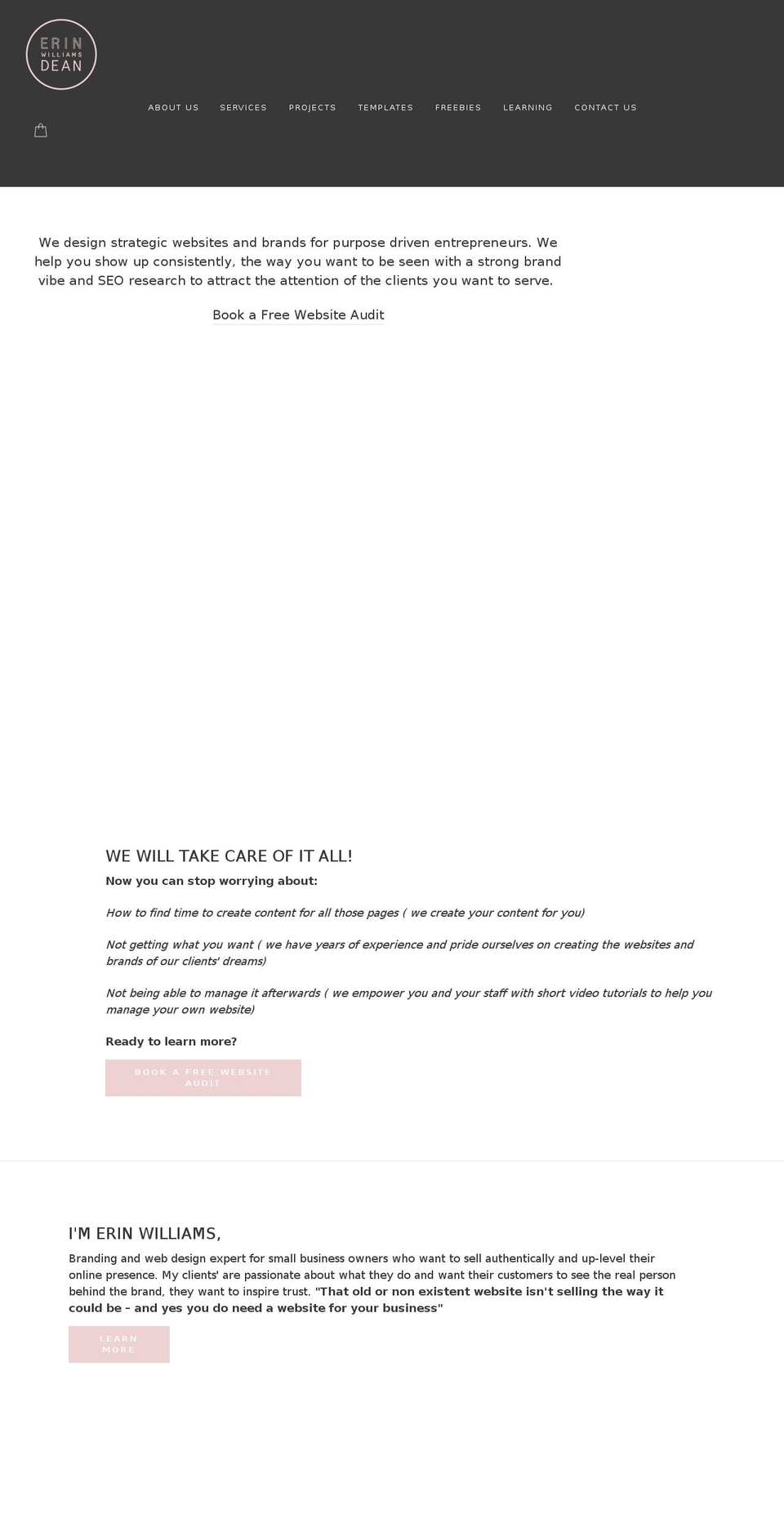 erindeanwilliams.com shopify website screenshot